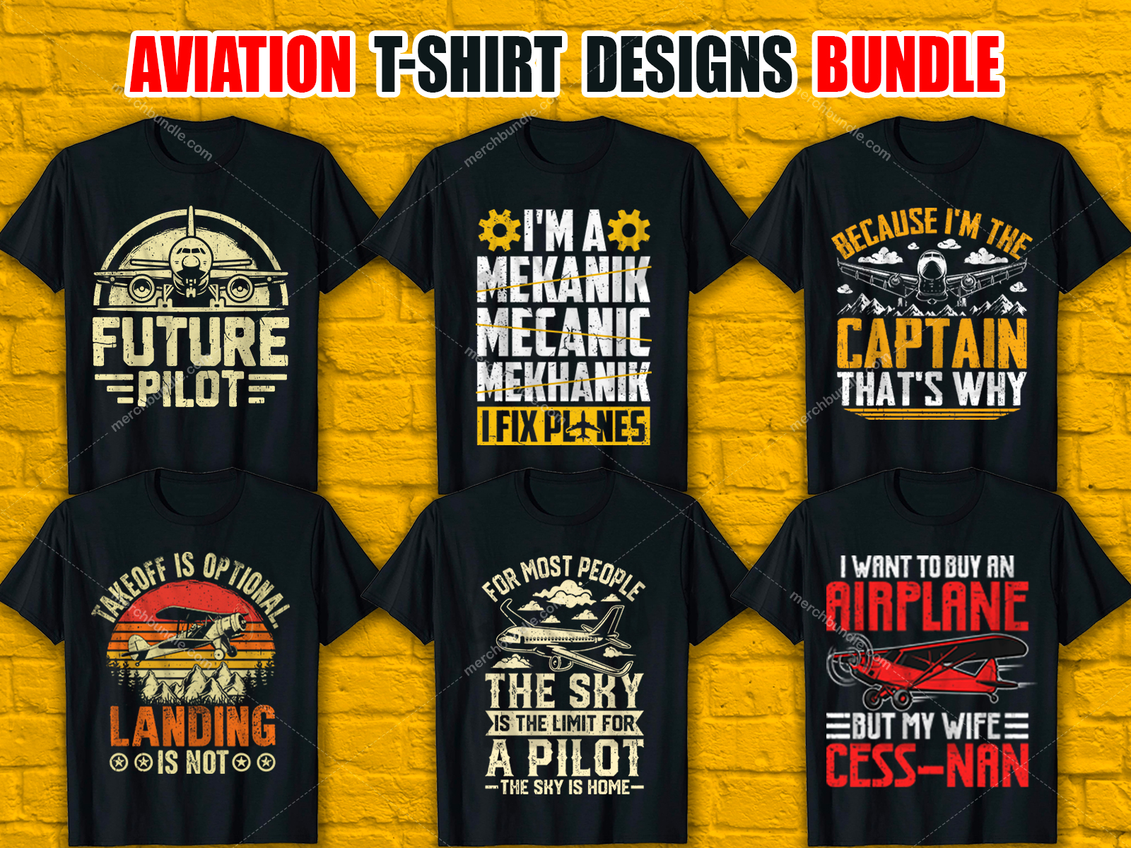 Aviation T-Shirt Designs Bundle V.3