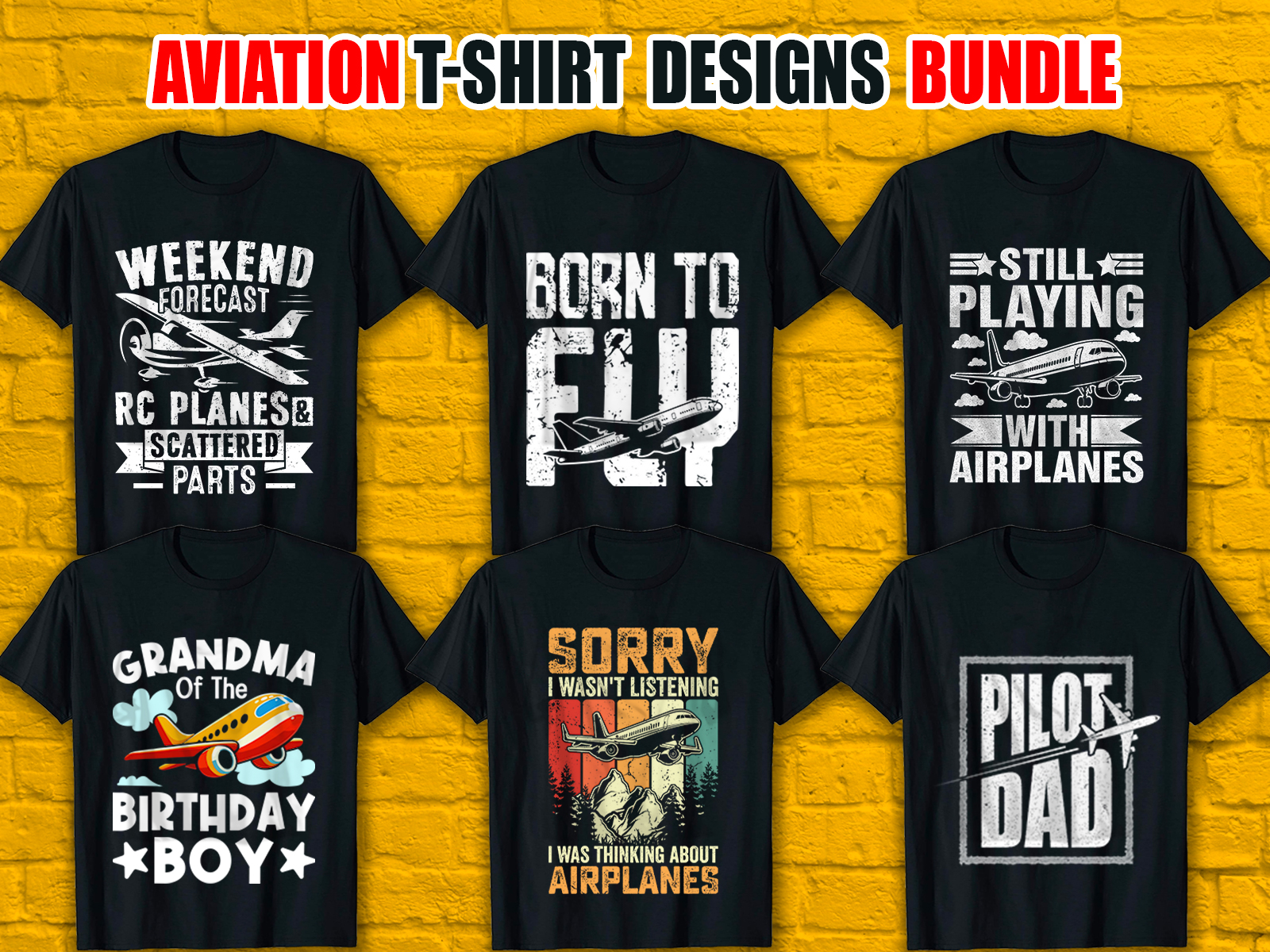 Aviation T-Shirt Designs Bundle V.3