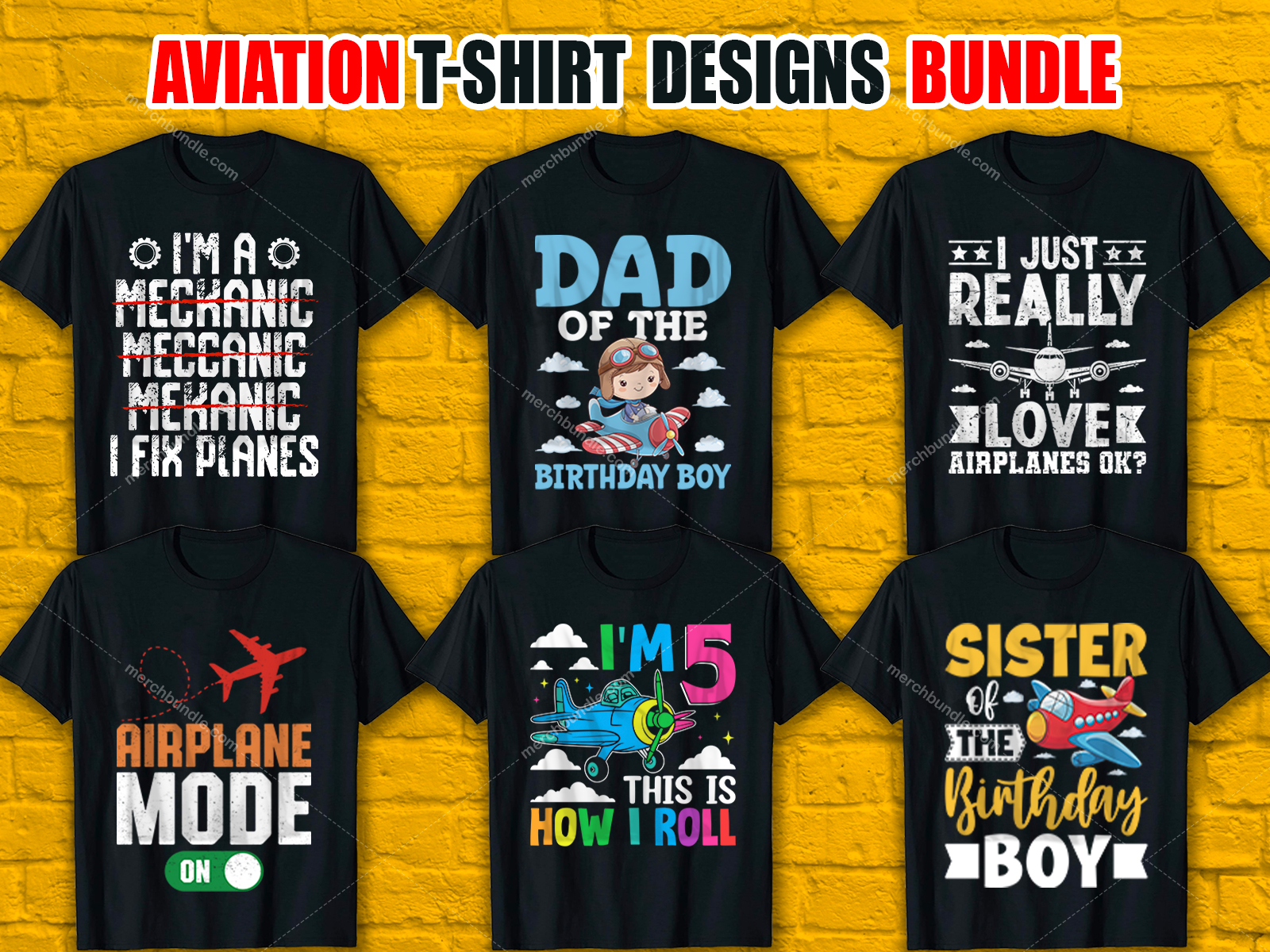 Aviation T-Shirt Designs Bundle V.3