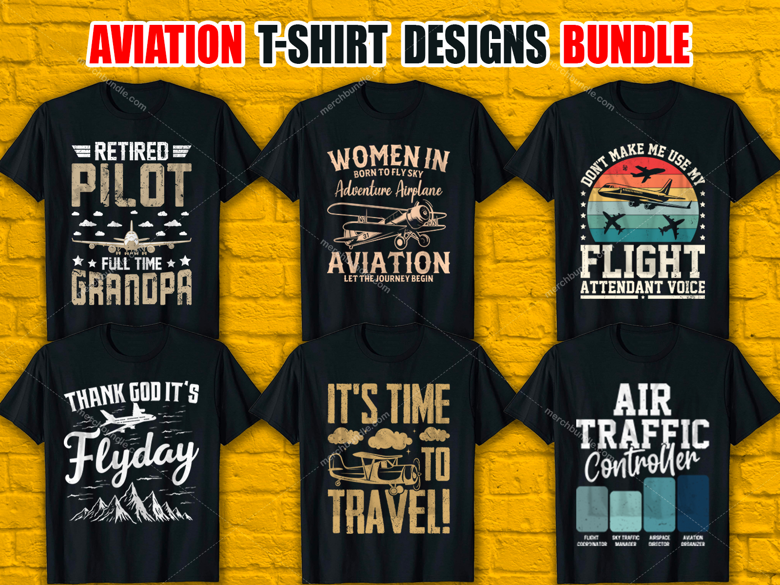 Aviation T-Shirt Designs Bundle V.3