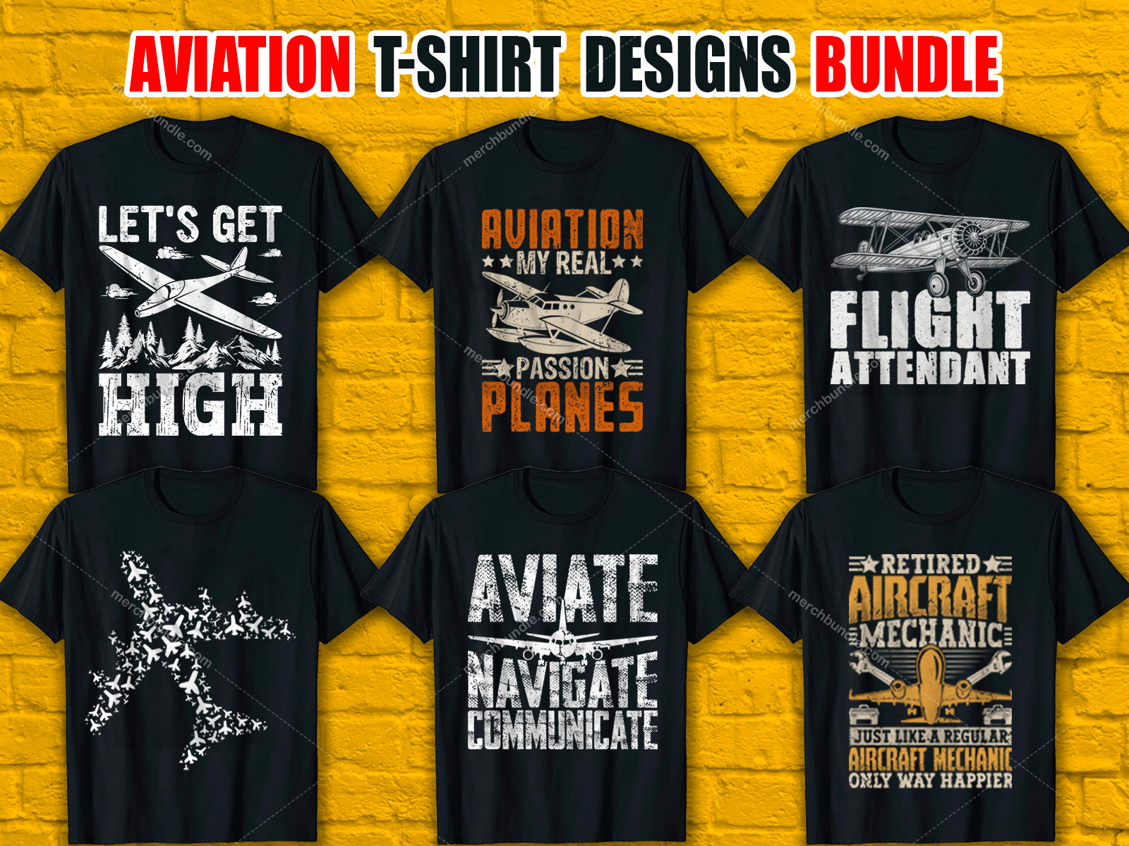 Aviation T-Shirt Designs Bundle V.3