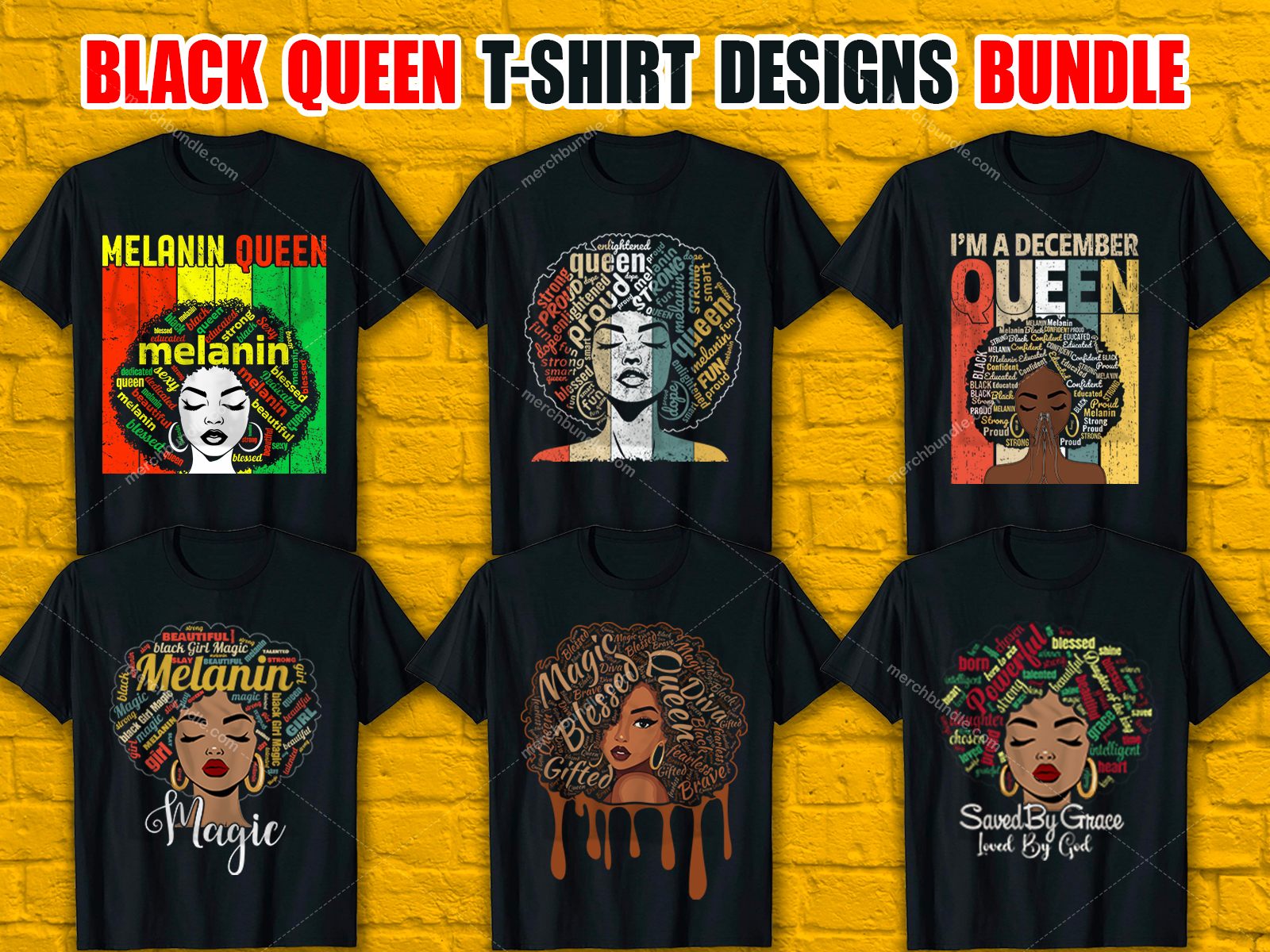 Black Queen T-Shirt Designs Bundle V.1