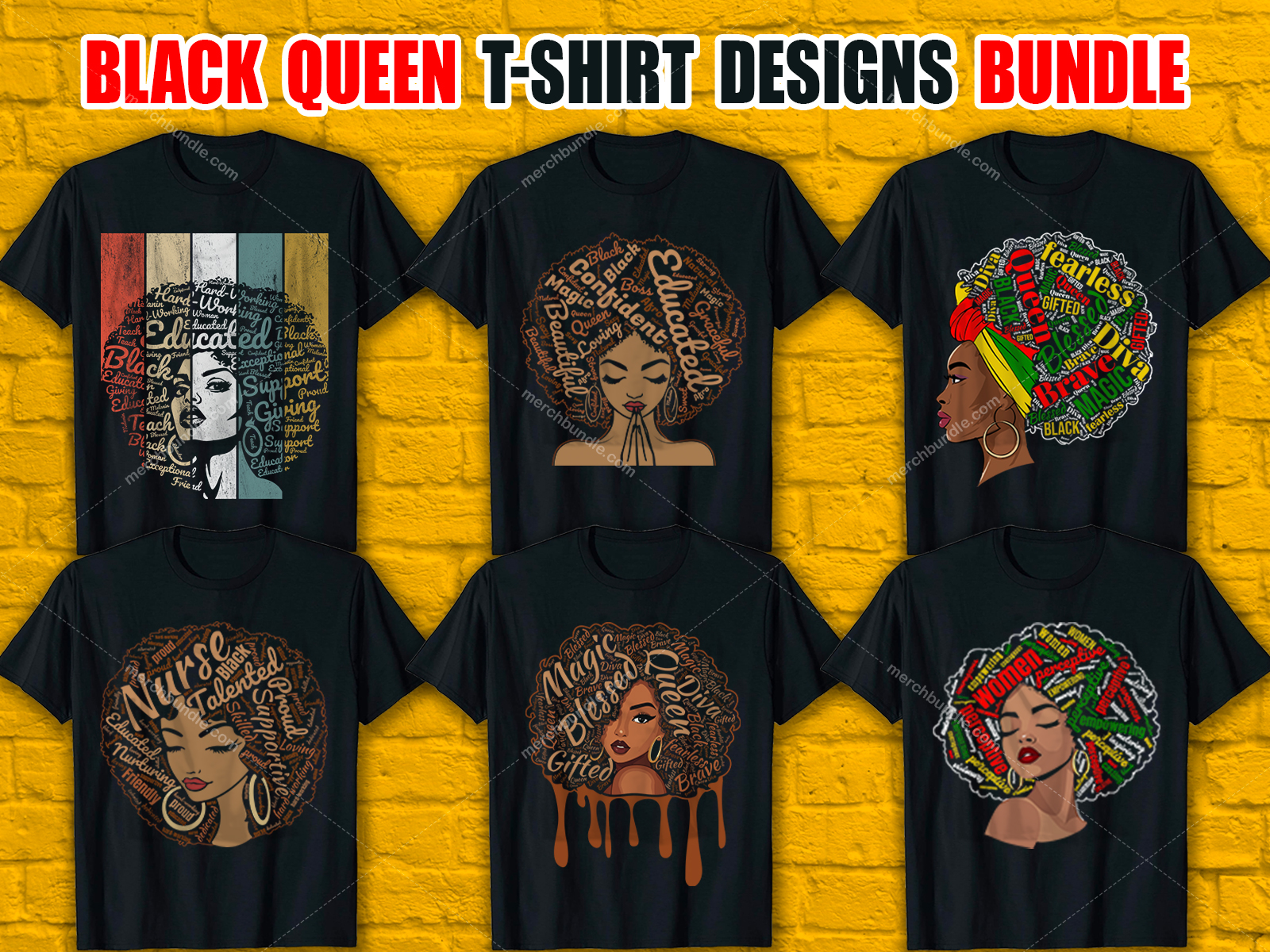 Black Queen T-Shirt Designs Bundle V.1