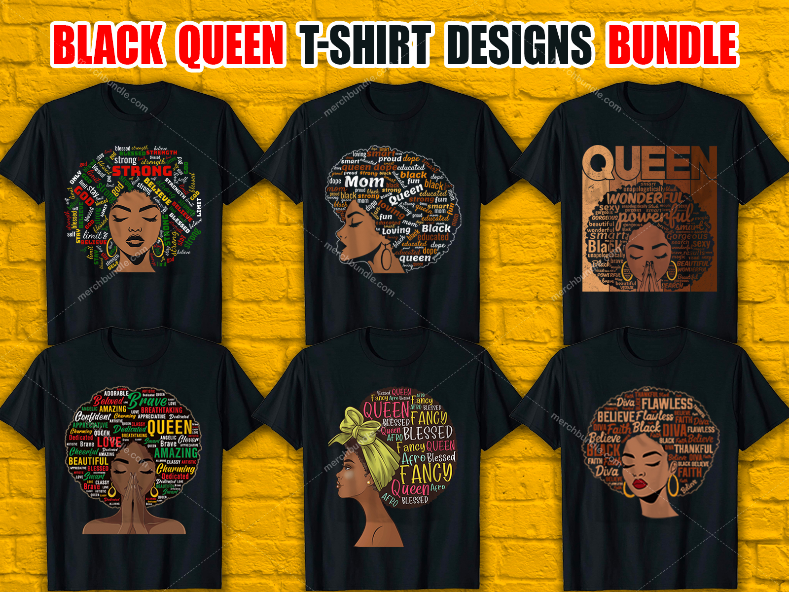 Black Queen T-Shirt Designs Bundle V.1