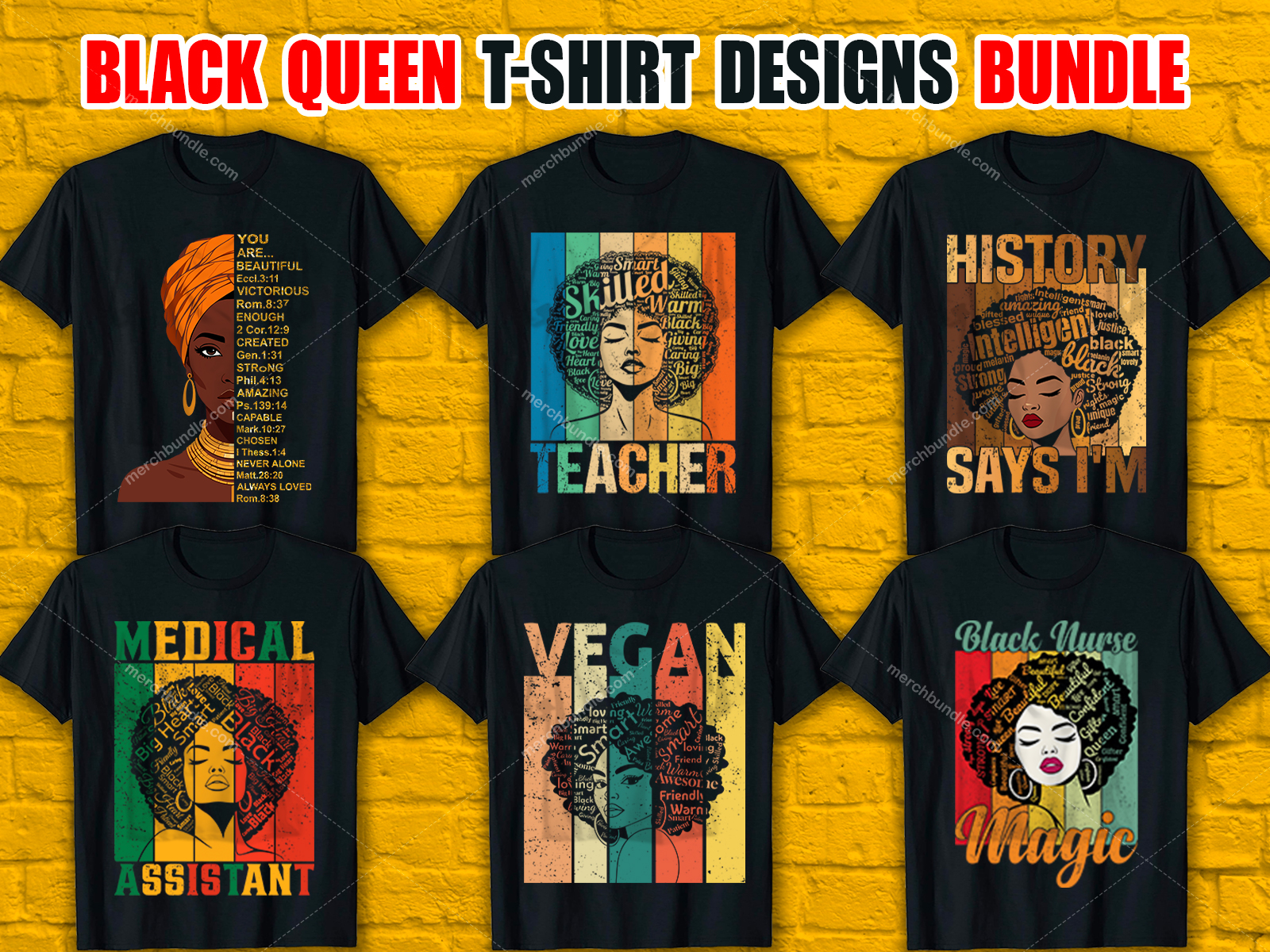 Black Queen T-Shirt Designs Bundle V.2