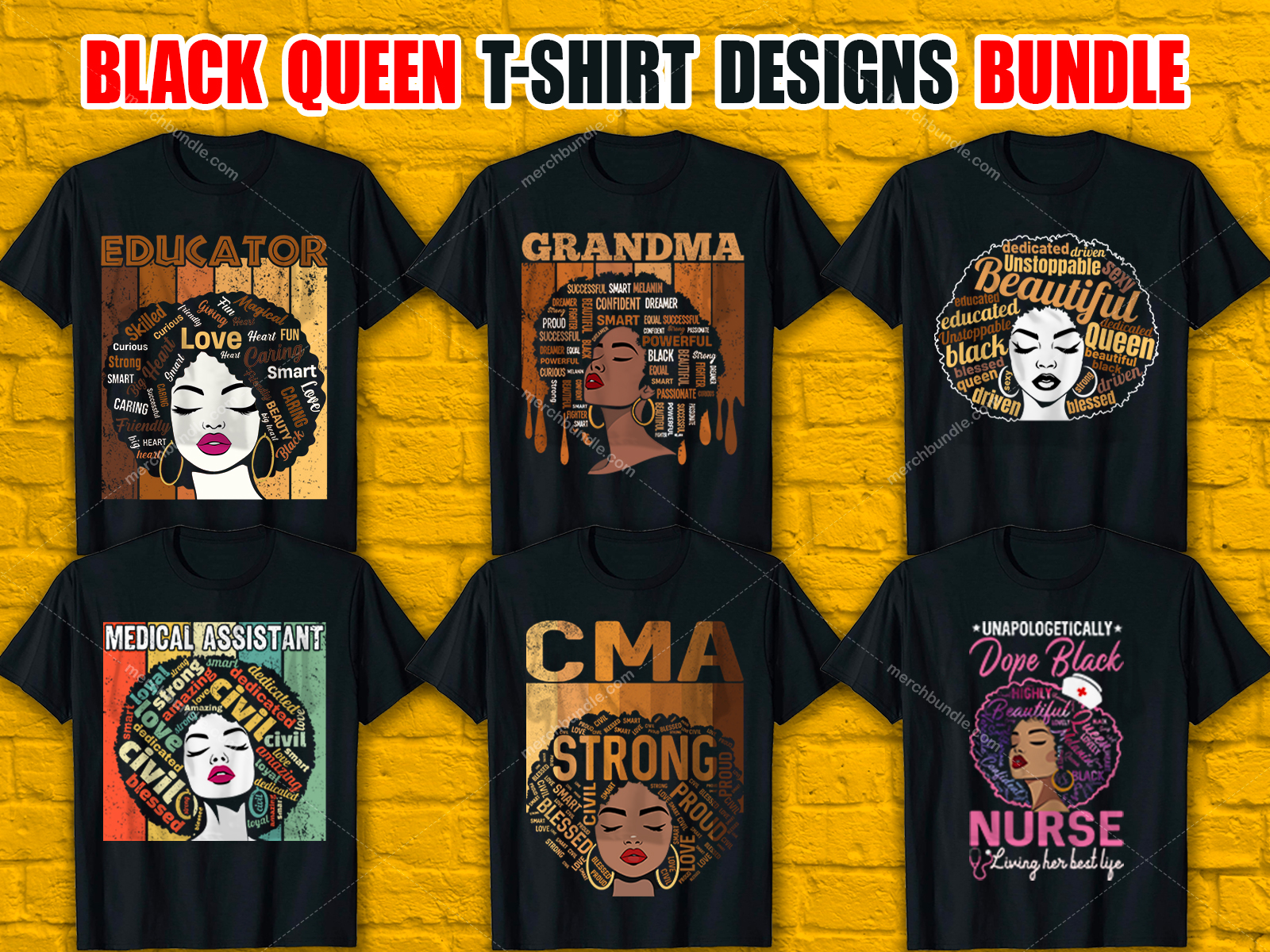 Black Queen T-Shirt Designs Bundle V.2