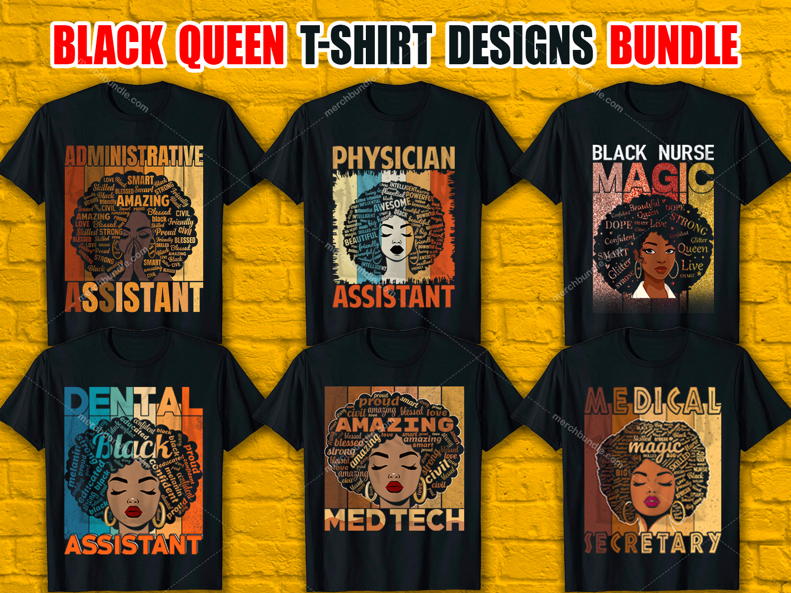 Black Queen T-Shirt Designs Bundle V.2