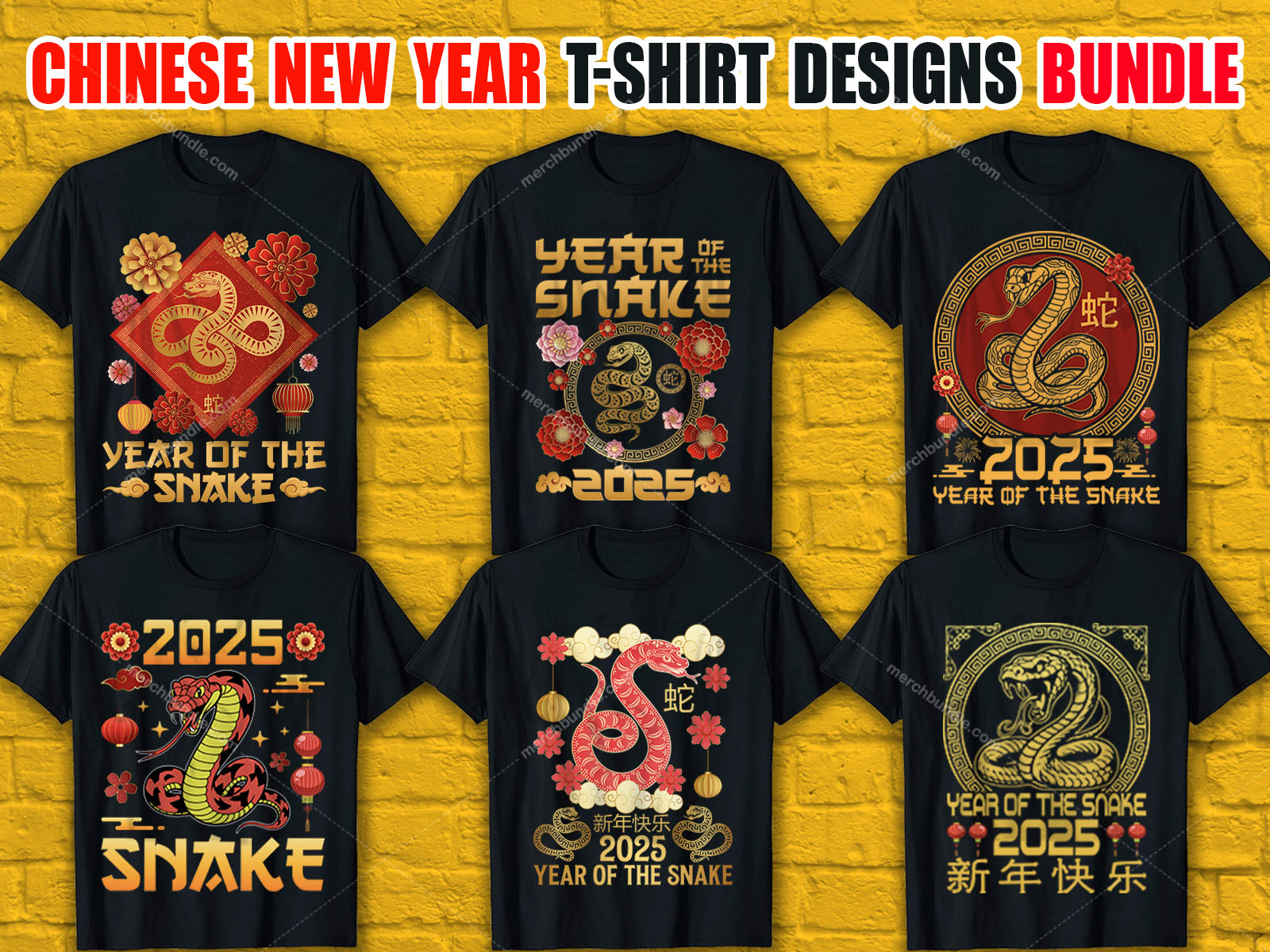 Chinese New Year T-Shirt Designs Bundle V.2