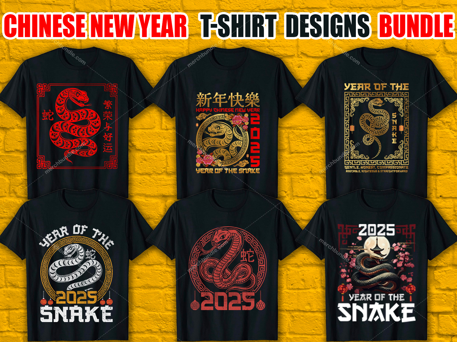 Chinese New Year T-Shirt Designs Bundle V.1