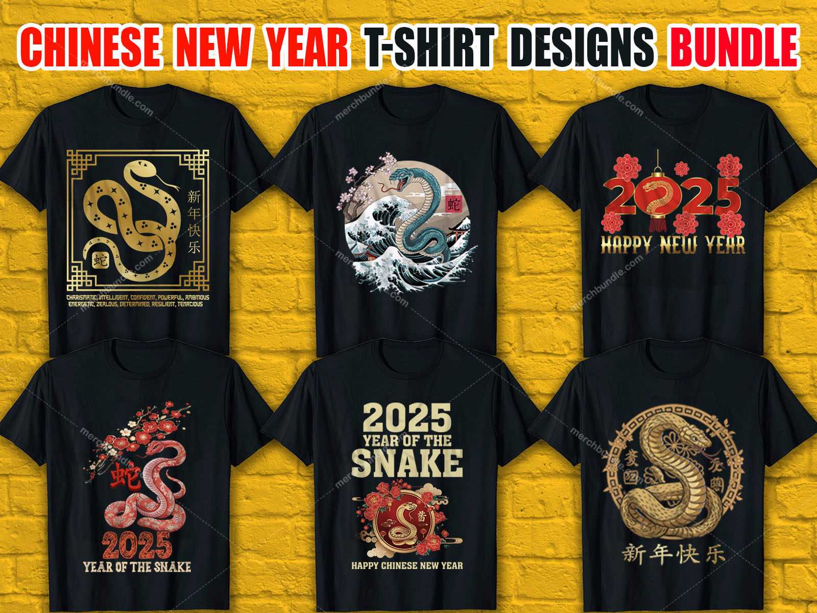 Chinese New Year T-Shirt Designs Bundle V.2