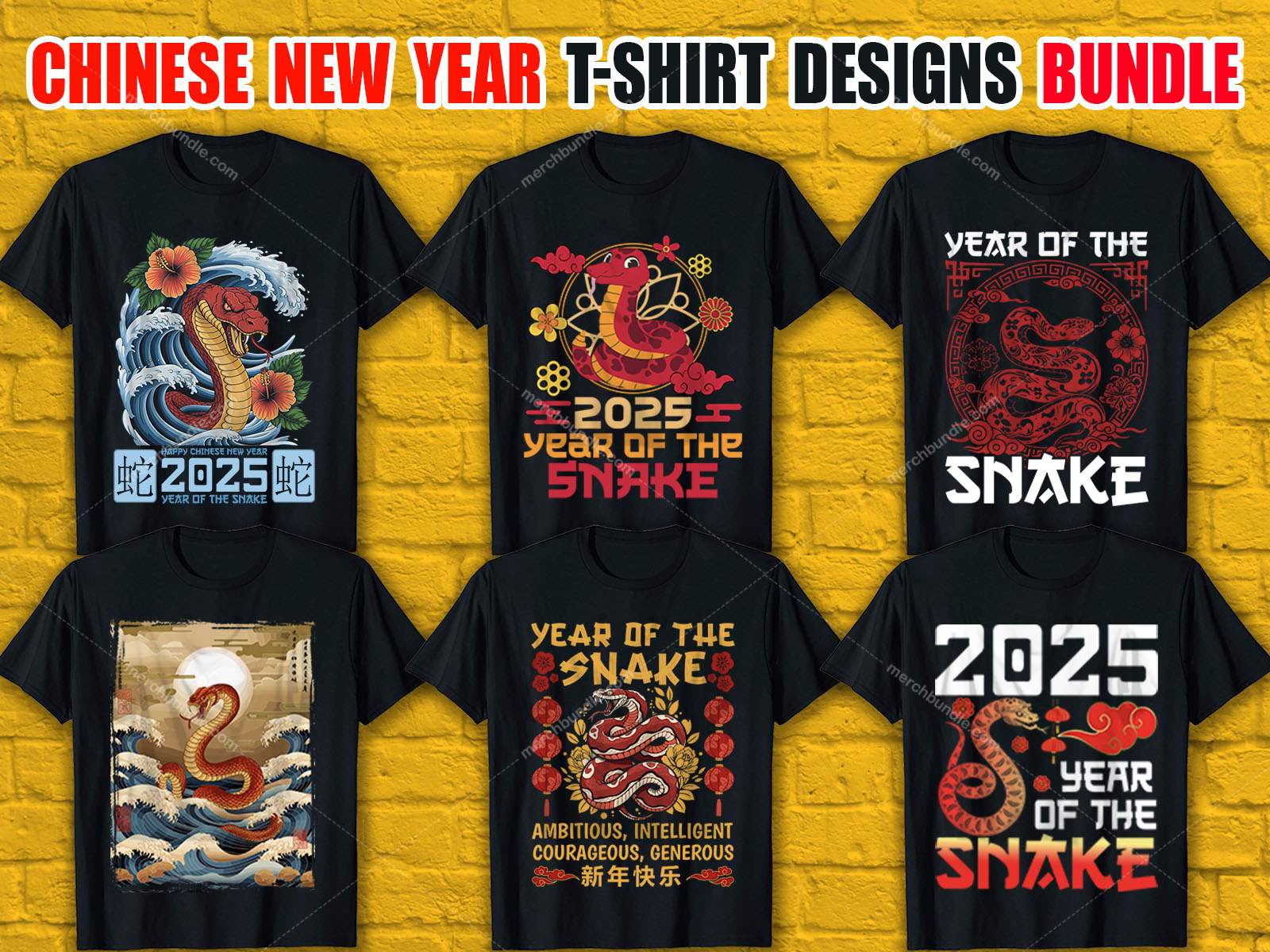 Chinese New Year T-Shirt Designs Bundle V.2