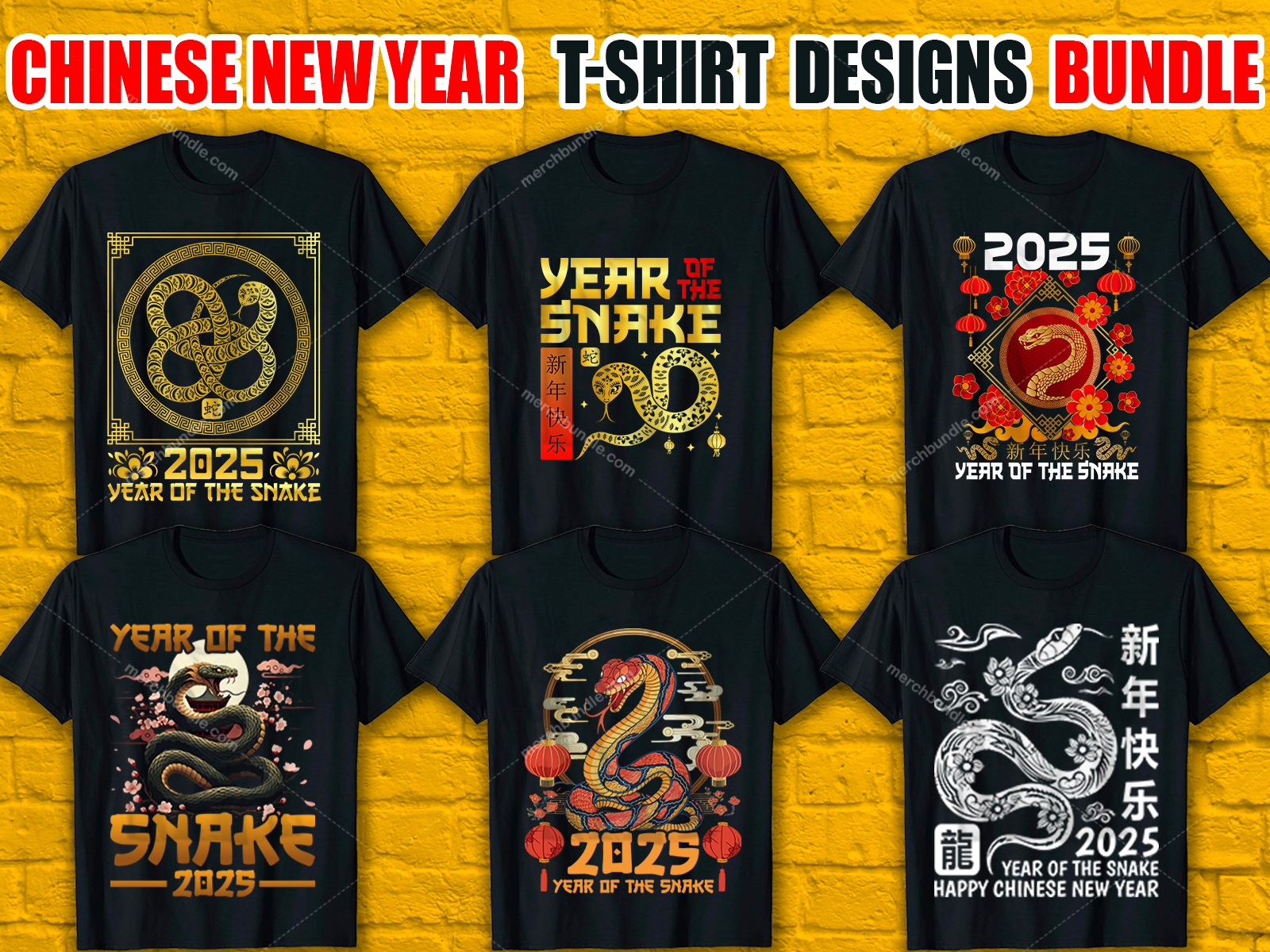 Chinese New Year T-Shirt Designs Bundle V.1