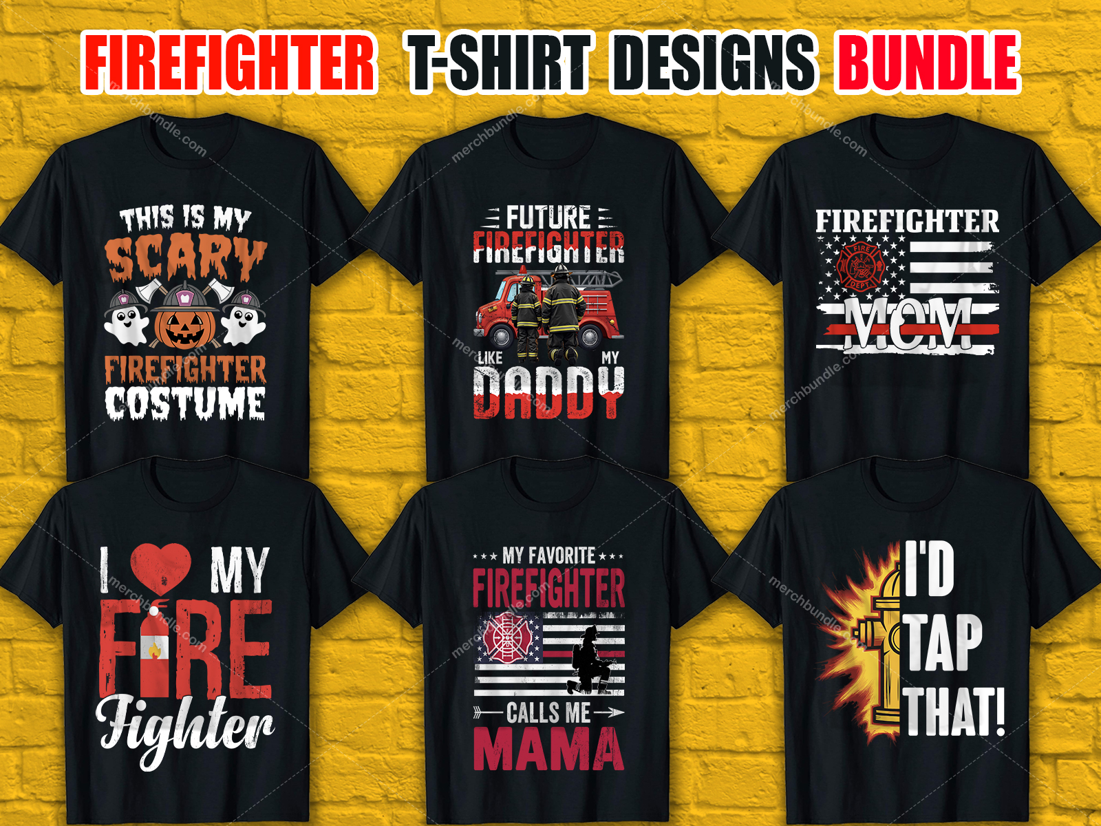  Firefighter T-Shirt Designs Bundle V.1