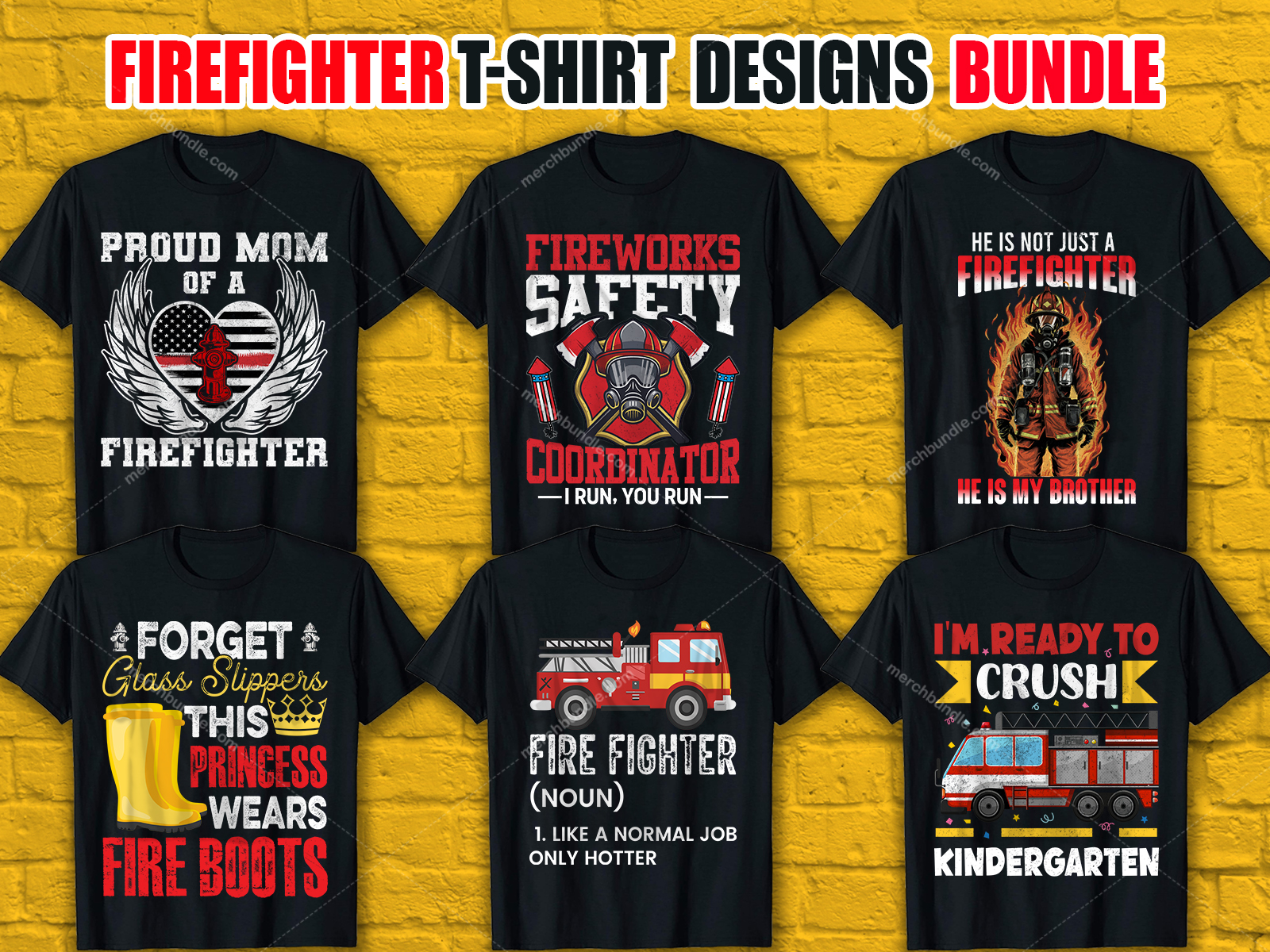  Firefighter T-Shirt Designs Bundle V.1