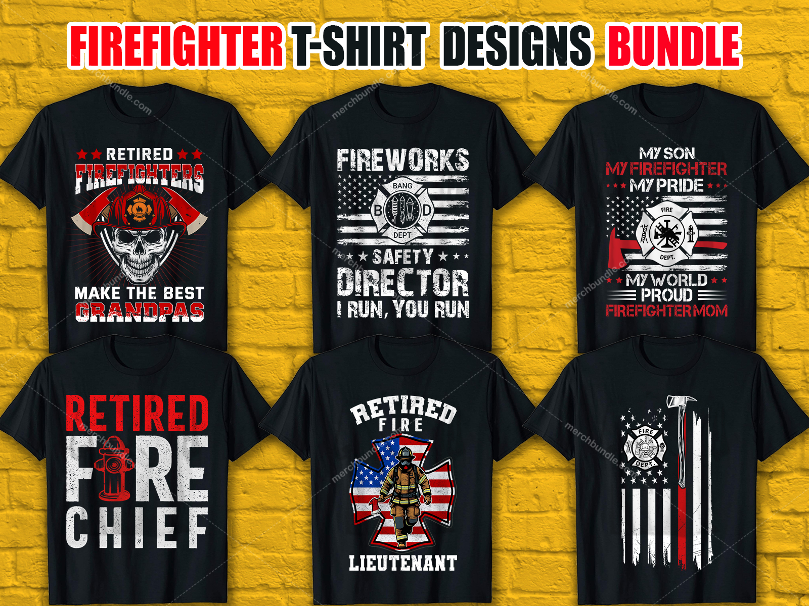  Firefighter T-Shirt Designs Bundle V.1