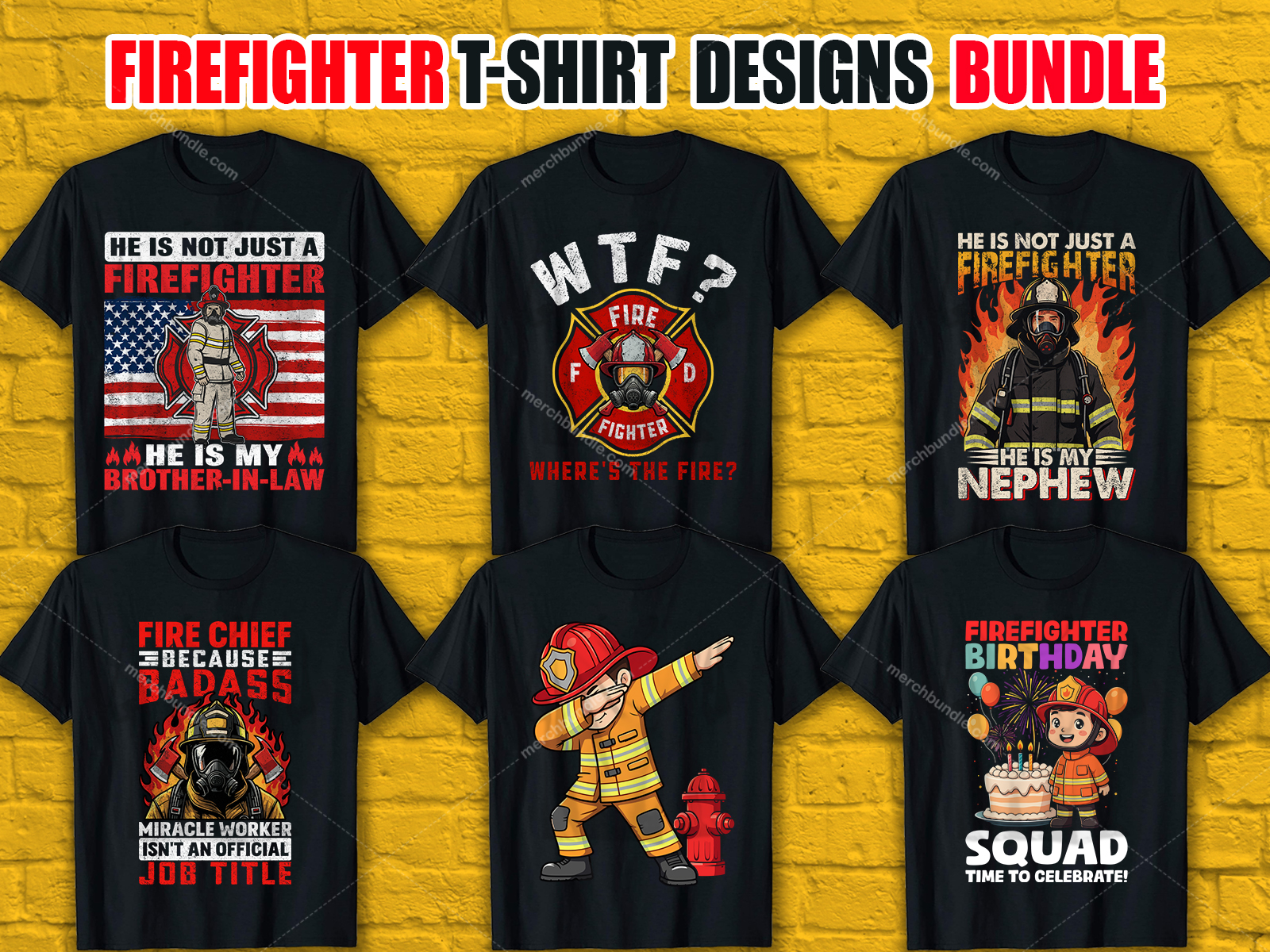  Firefighter T-Shirt Designs Bundle V.1