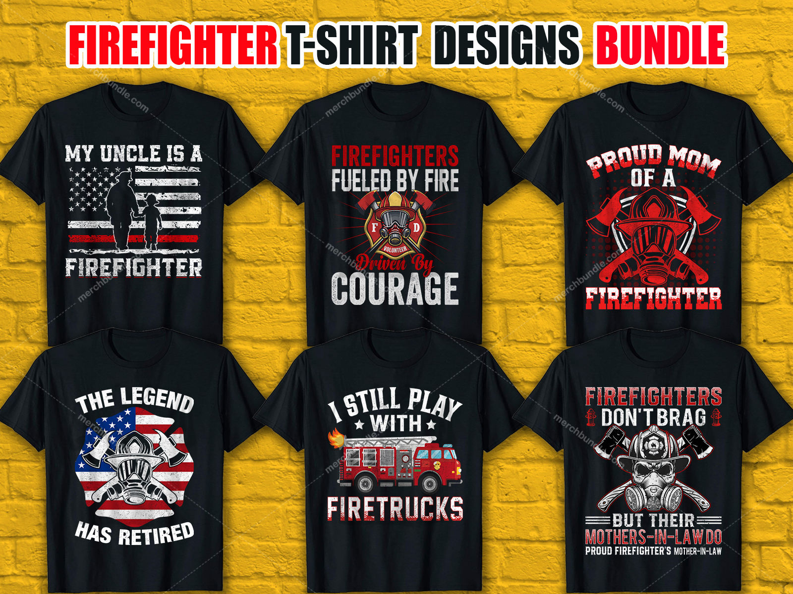  Firefighter T-Shirt Designs Bundle V.1