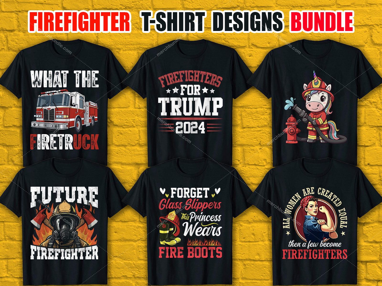  Firefighter T-Shirt Designs Bundle V.1