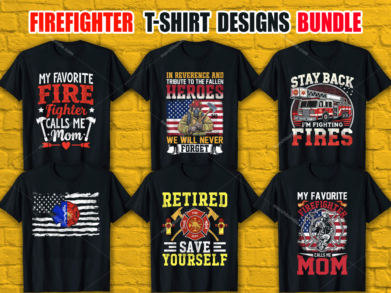  Firefighter T-Shirt Designs Bundle V.1