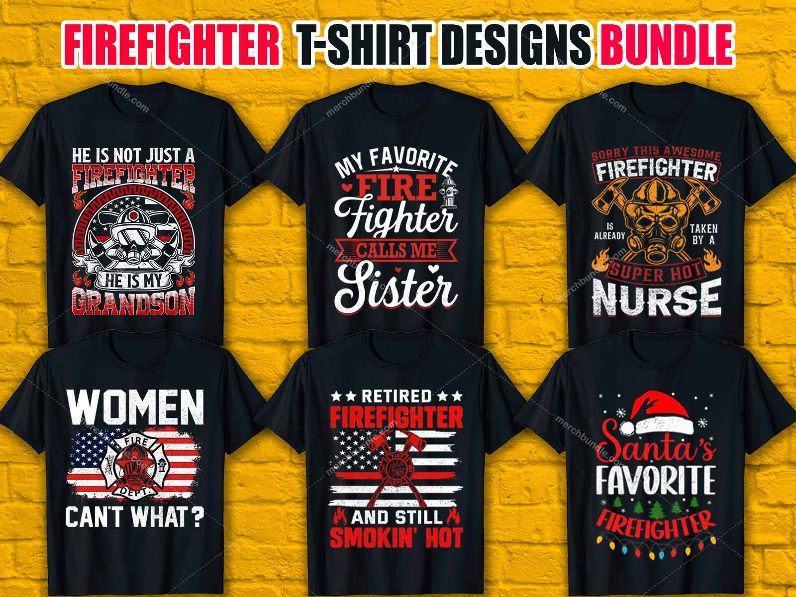 Firefighter T-Shirt Designs Bundle V.2