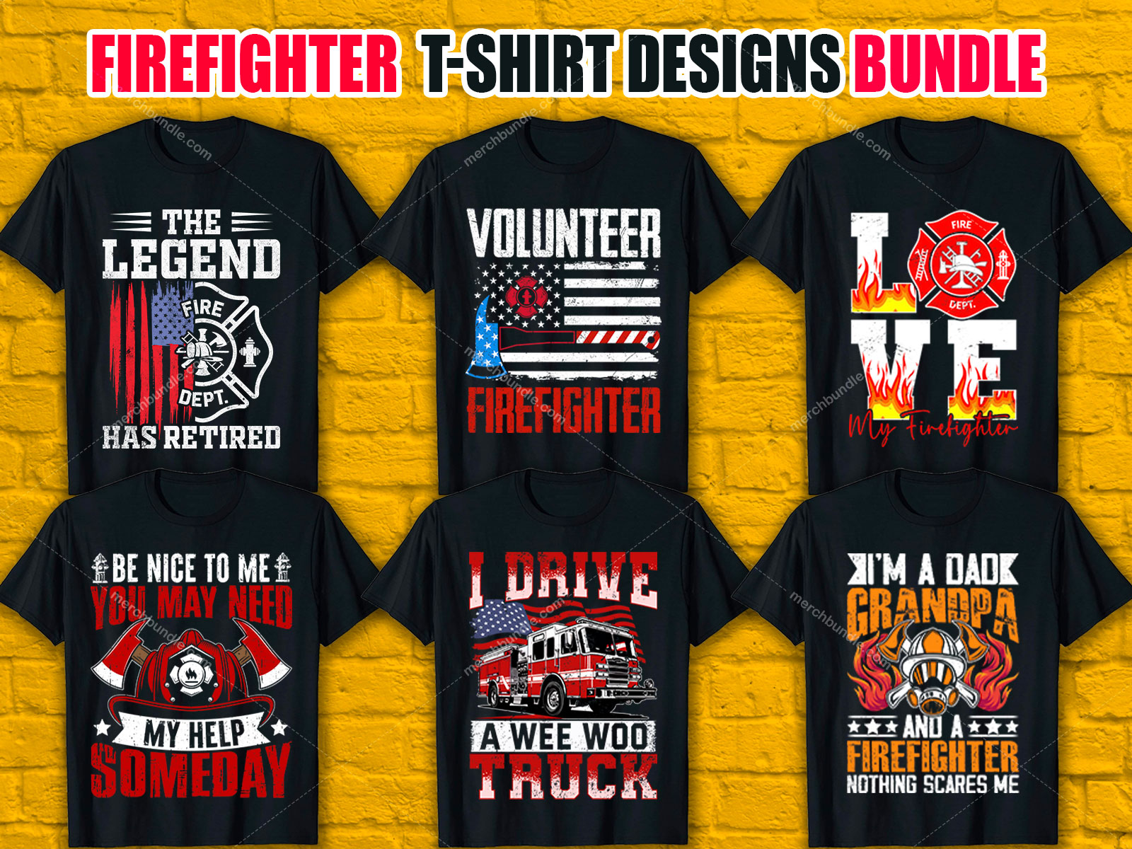 Firefighter T-Shirt Designs Bundle V.2