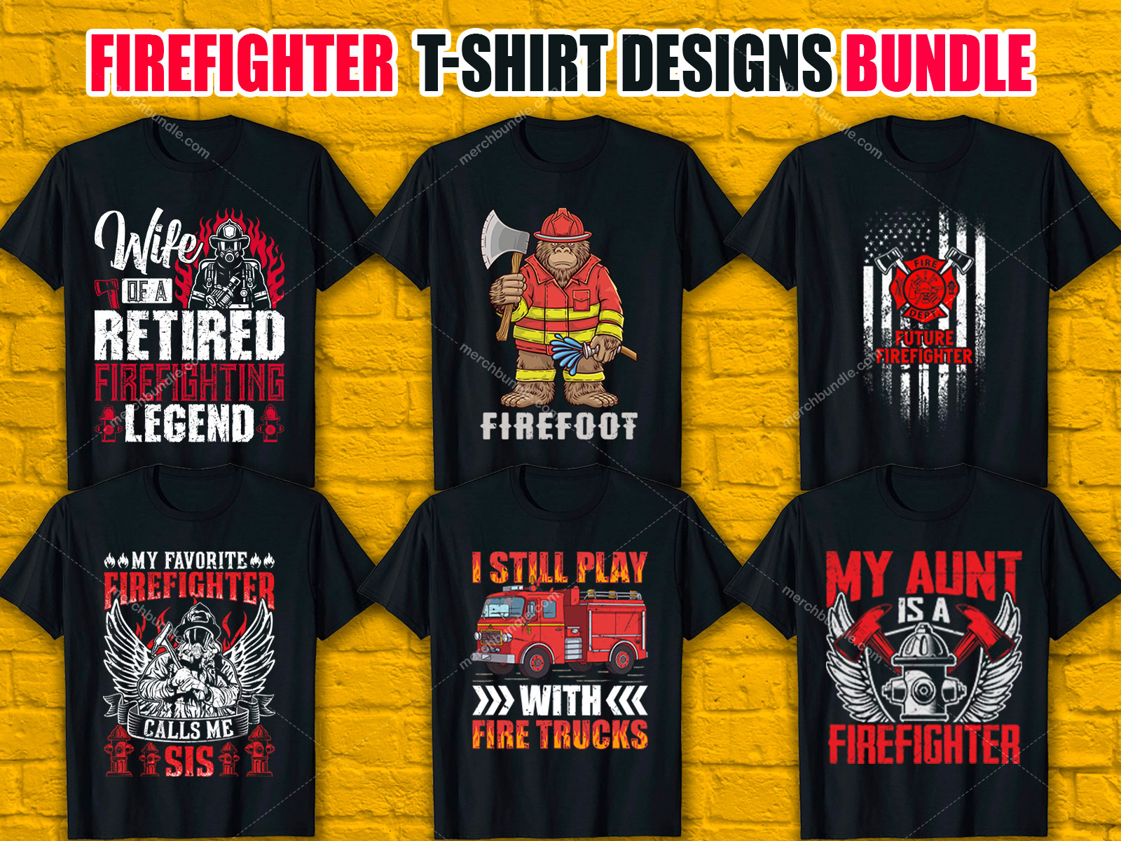 Firefighter T-Shirt Designs Bundle V.2