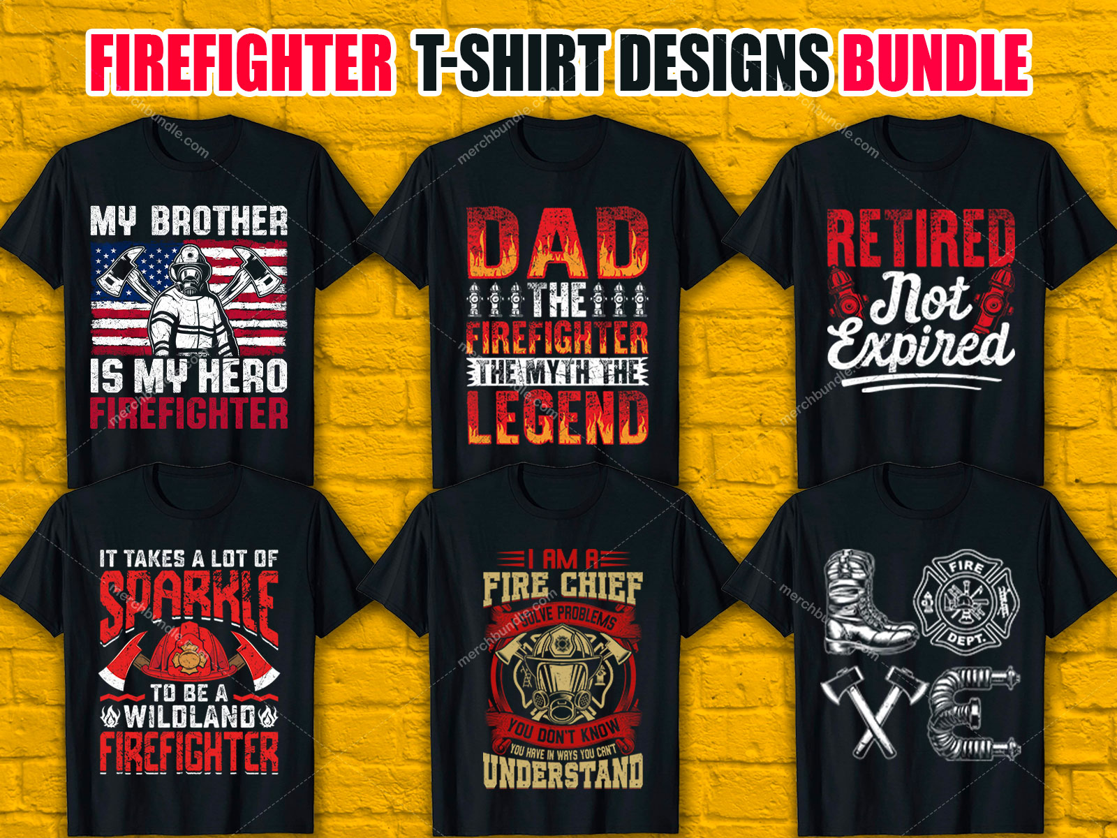 Firefighter T-Shirt Designs Bundle V.2