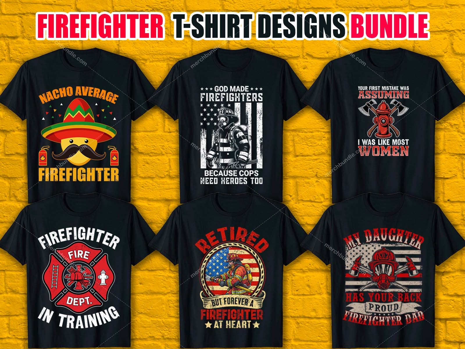 Firefighter T-Shirt Designs Bundle V.2