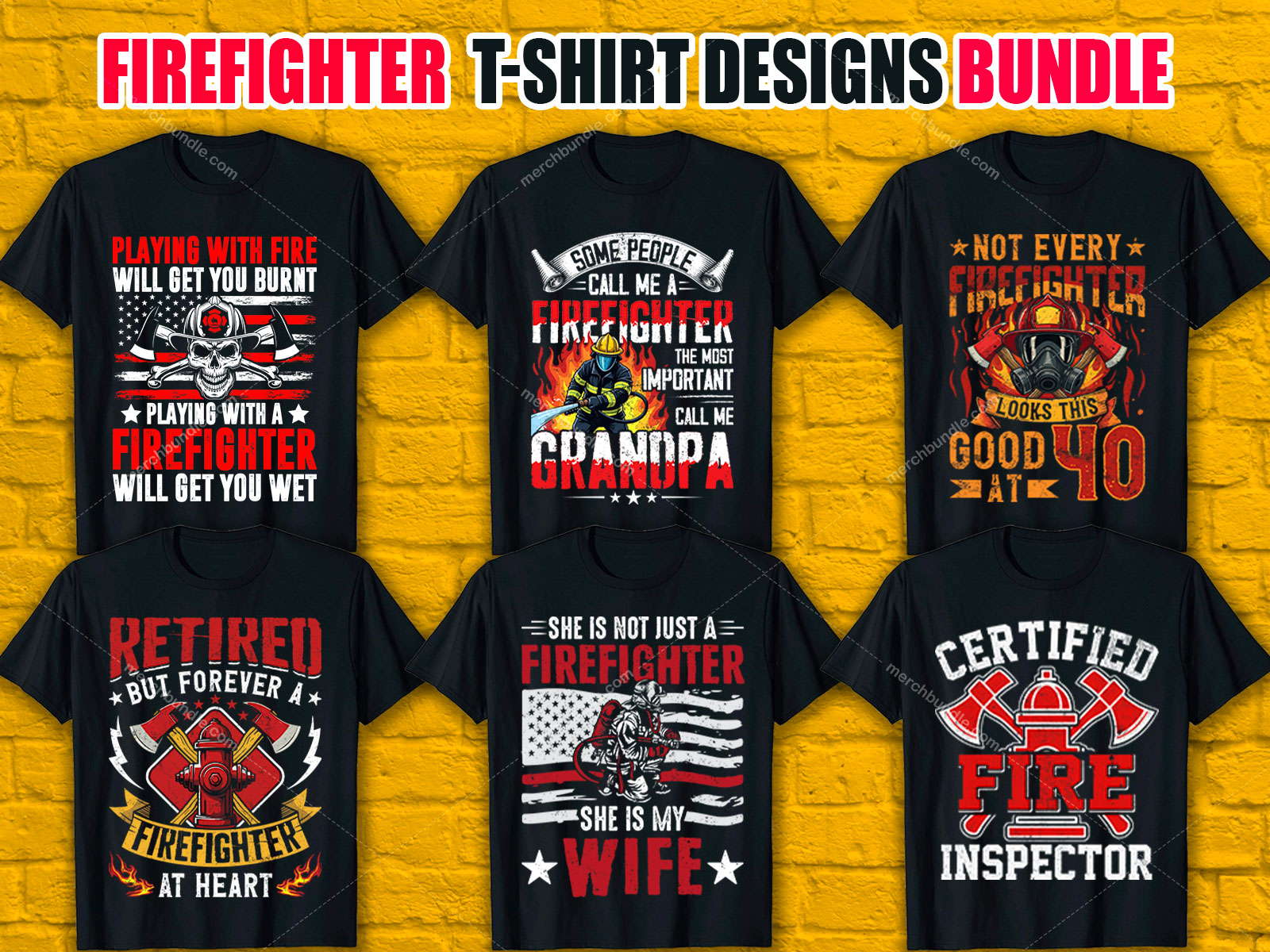 Firefighter T-Shirt Designs Bundle V.2