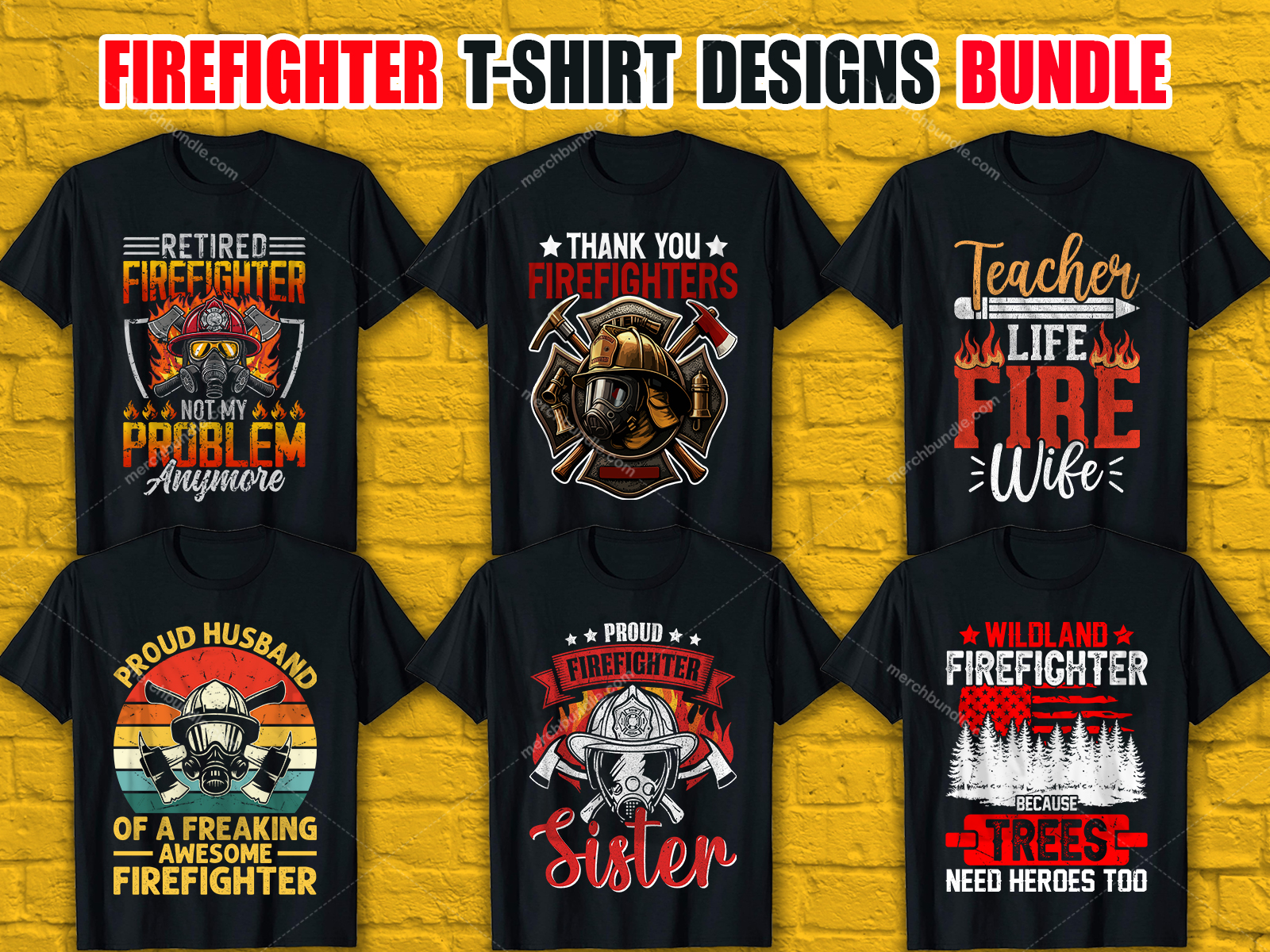 Firefighter T-Shirt Designs Bundle V.3