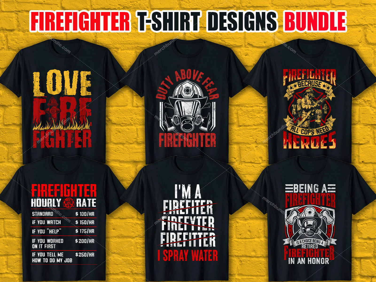 Firefighter T-Shirt Designs Bundle V.3