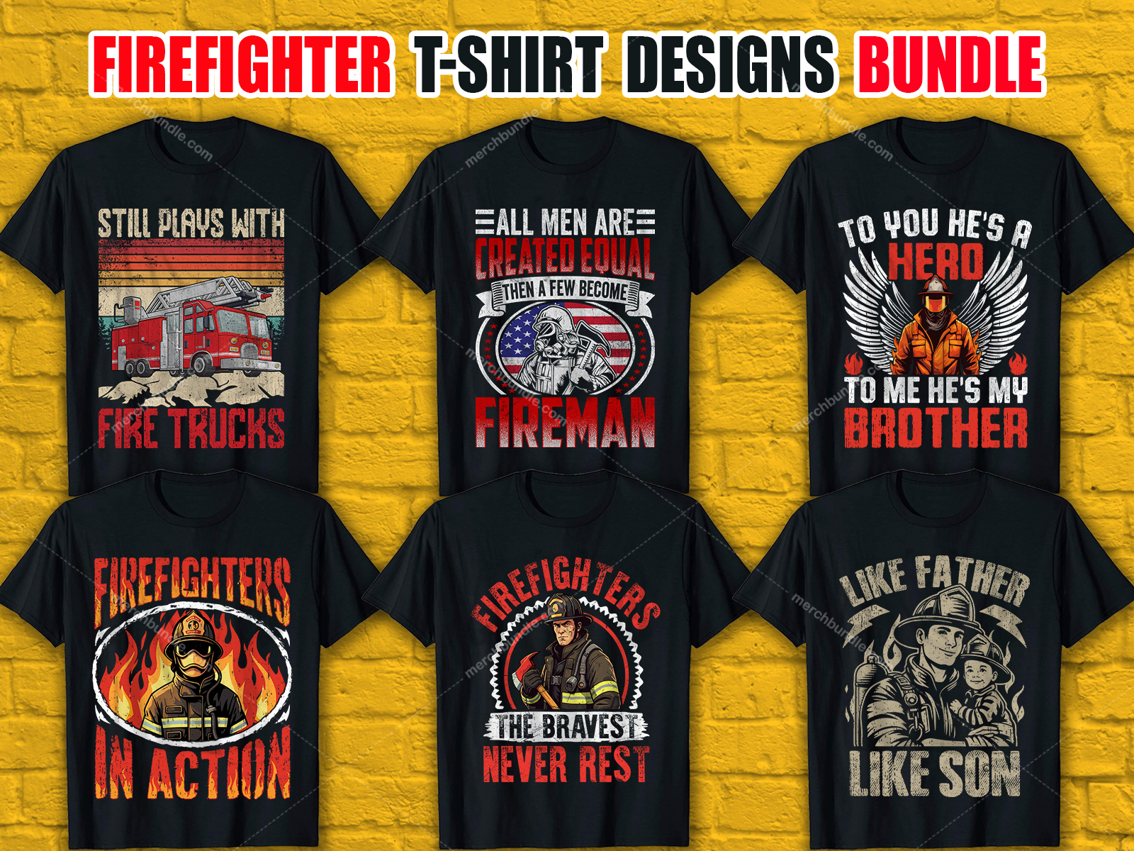 Firefighter T-Shirt Designs Bundle V.3