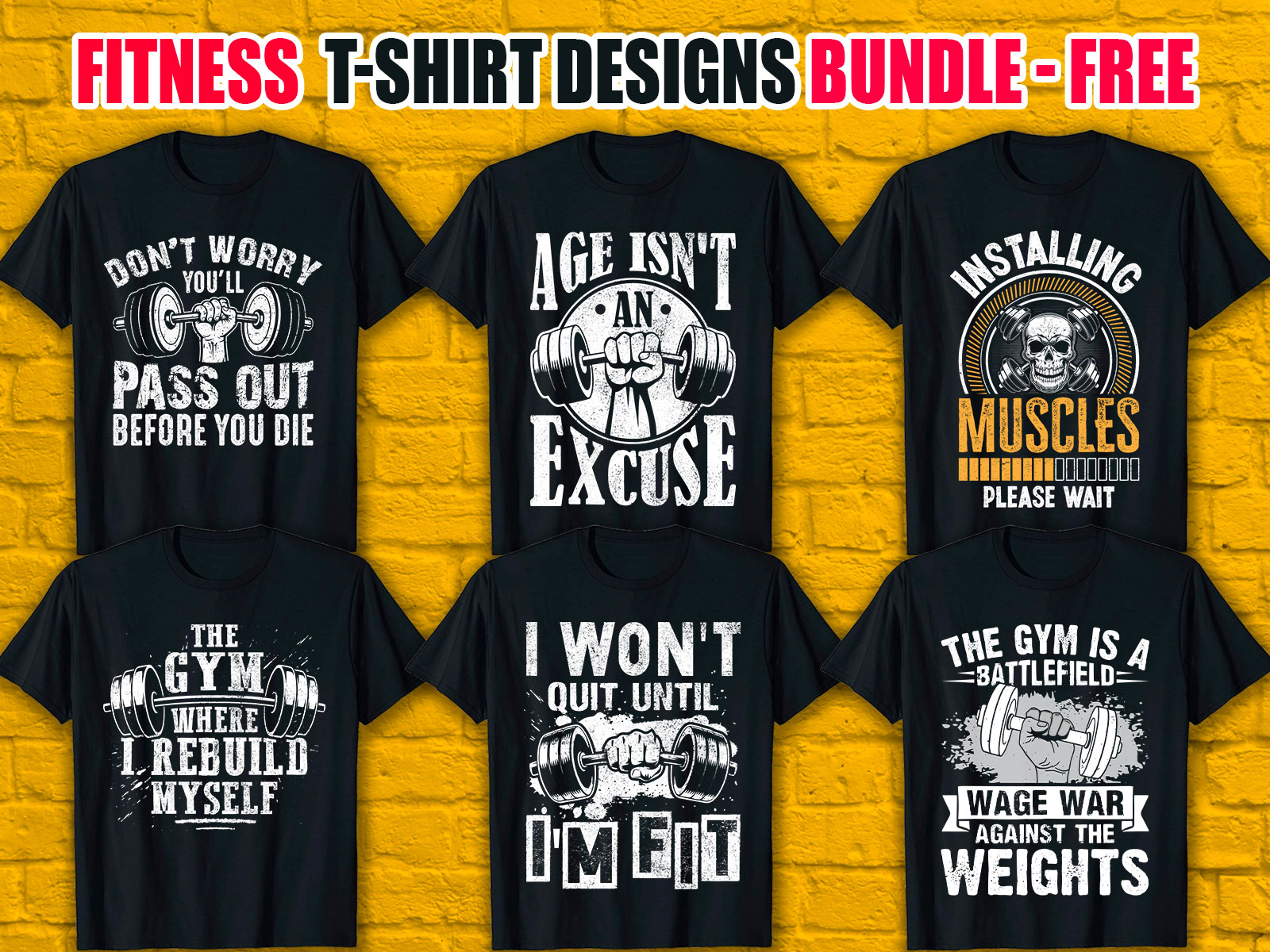 Fitness T-Shirt Designs Bundle V.1