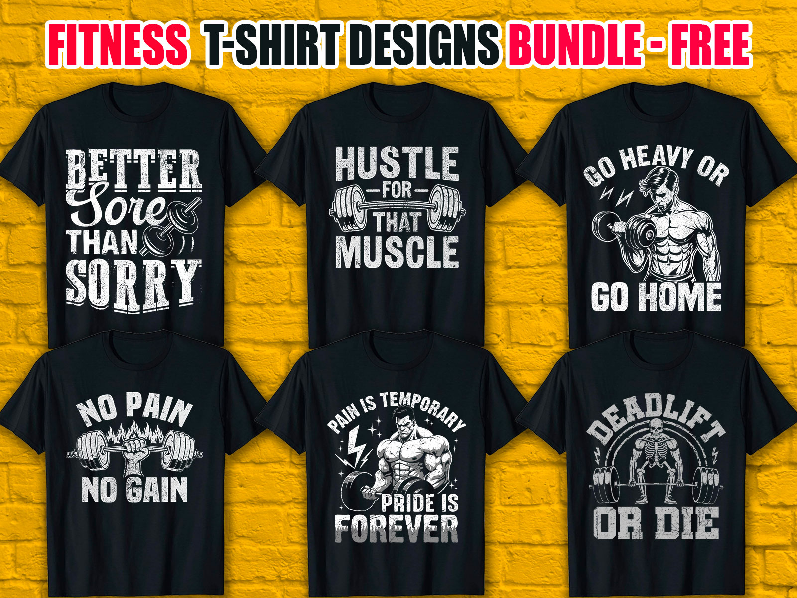 Fitness T-Shirt Designs Bundle V.1