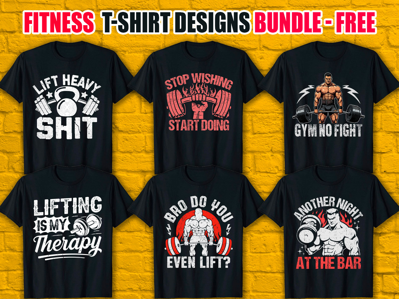 Fitness T-Shirt Designs Bundle V.1