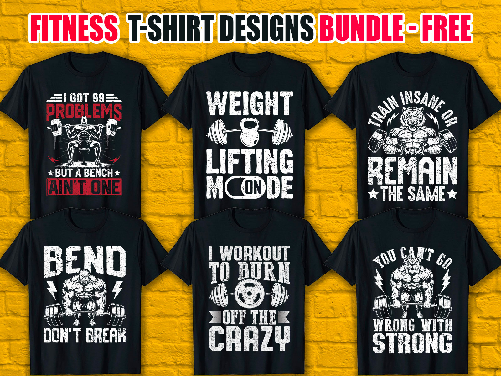 Fitness T-Shirt Designs Bundle V.1