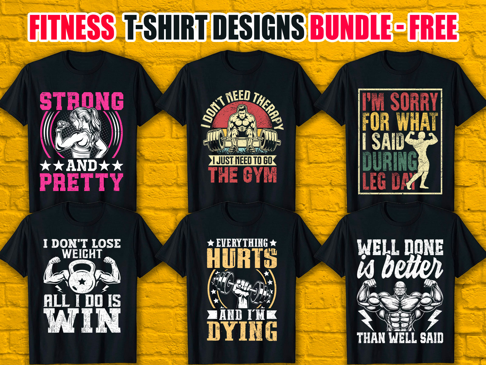 Fitness T-Shirt Designs Bundle V.1