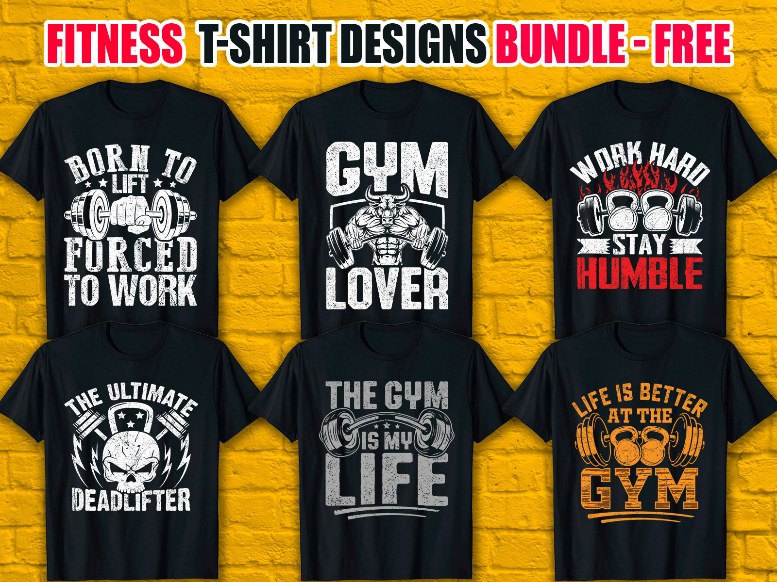 Fitness T-Shirt Designs Bundle V.1