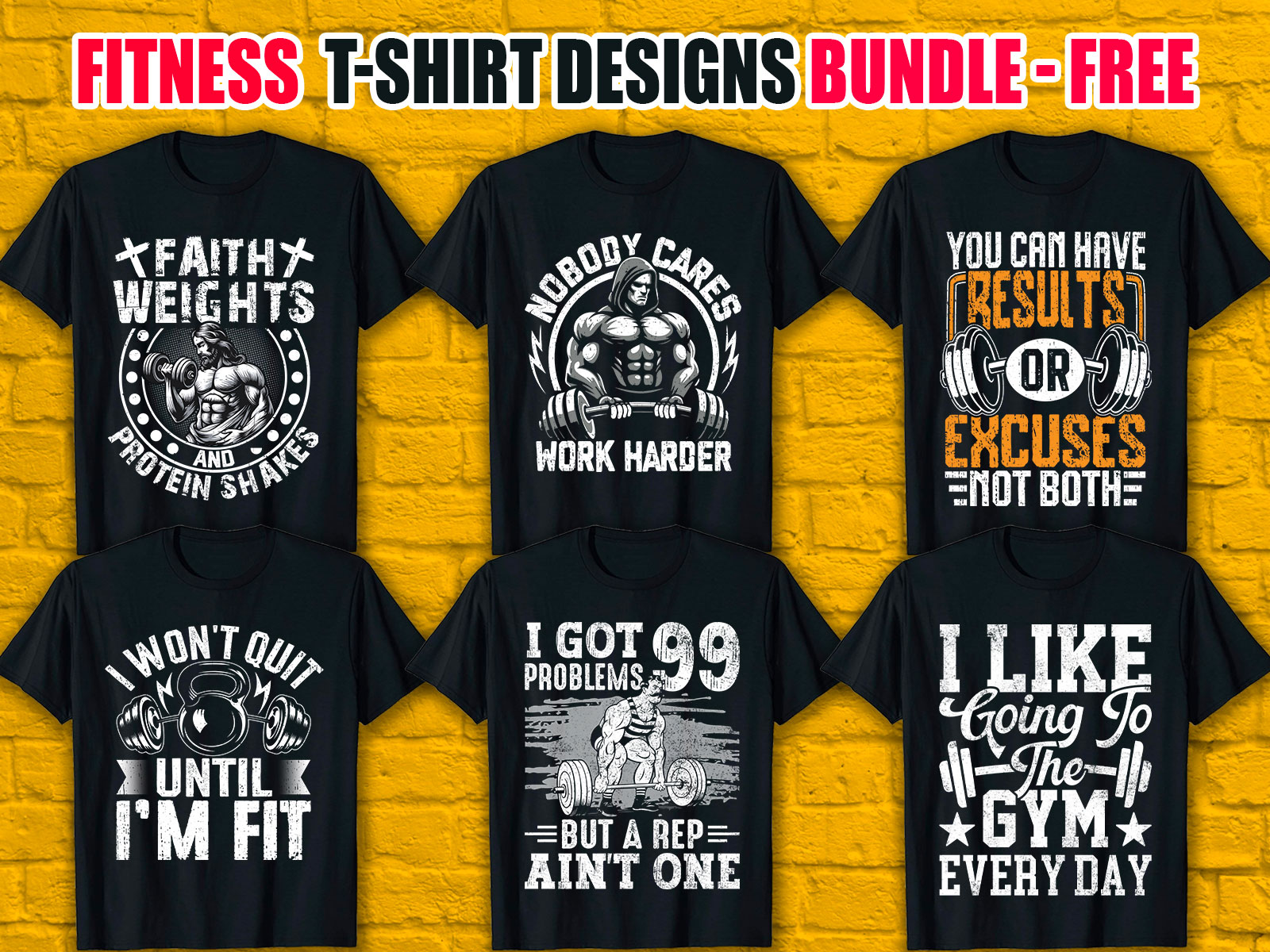 Fitness T-Shirt Designs Bundle V.1