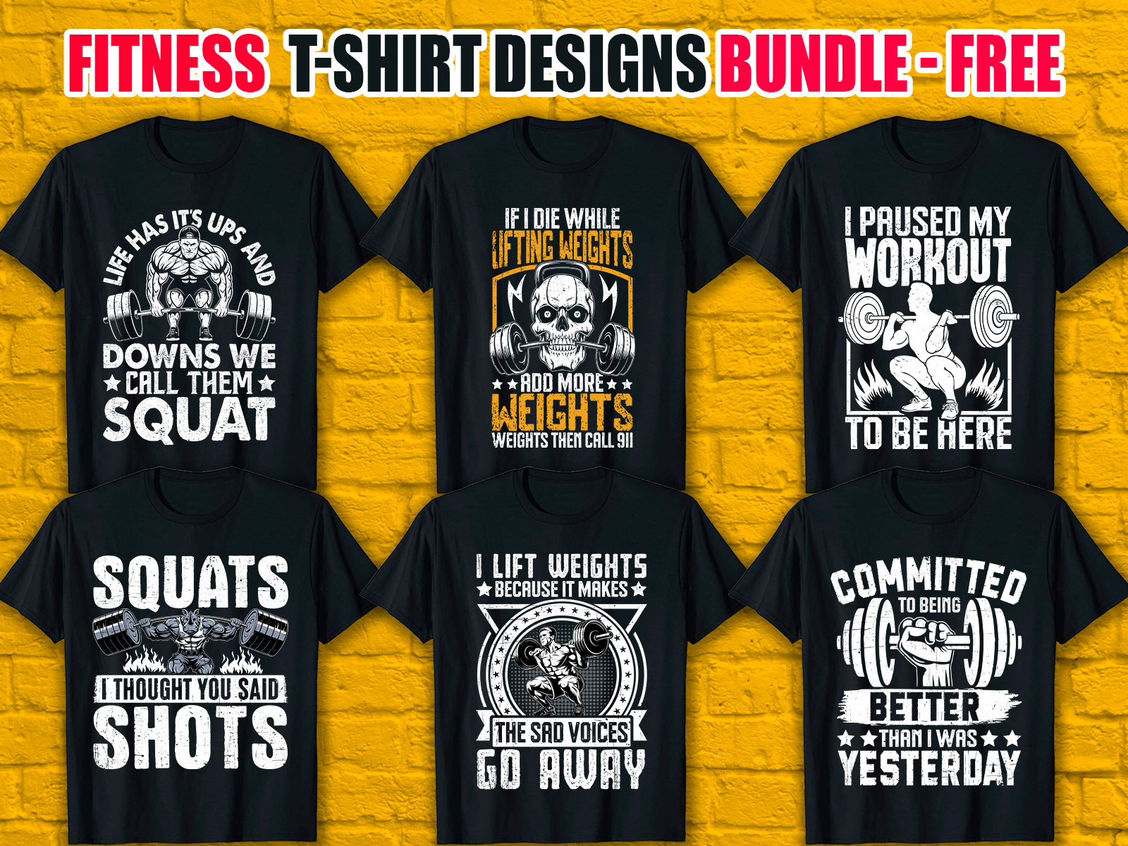 Fitness T-Shirt Designs Bundle V.2