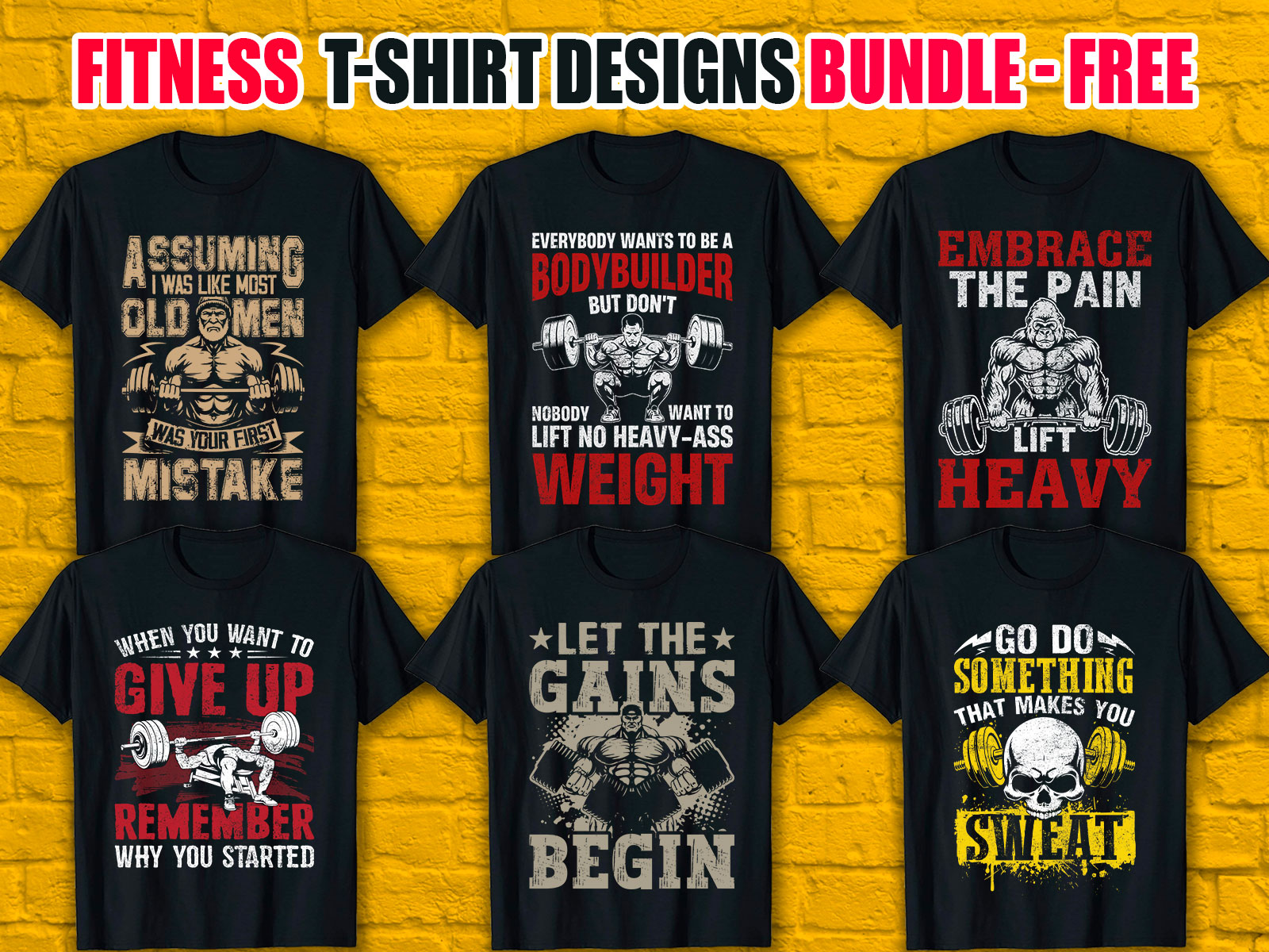 Fitness T-Shirt Designs Bundle V.2