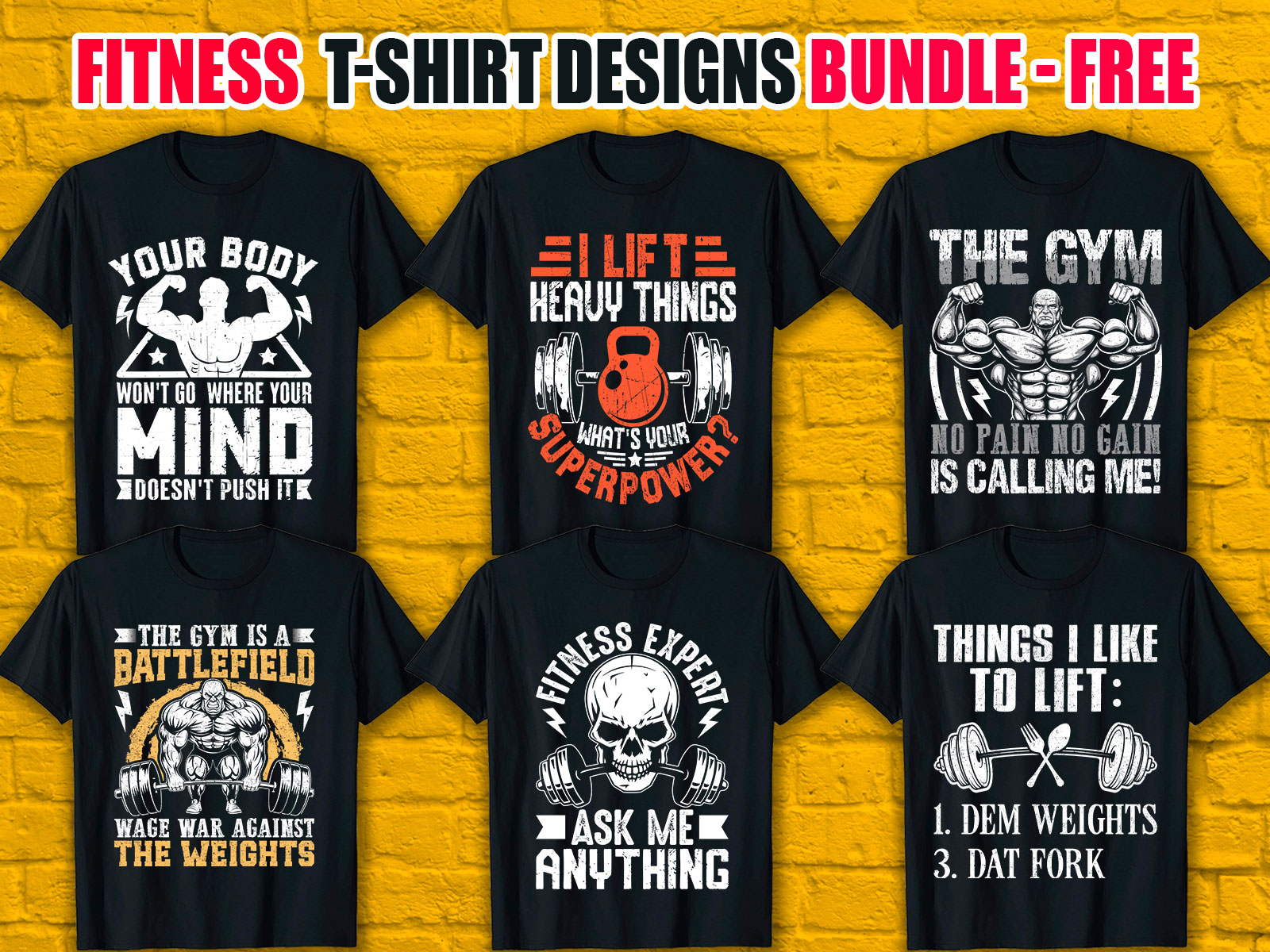 Fitness T-Shirt Designs Bundle V.2