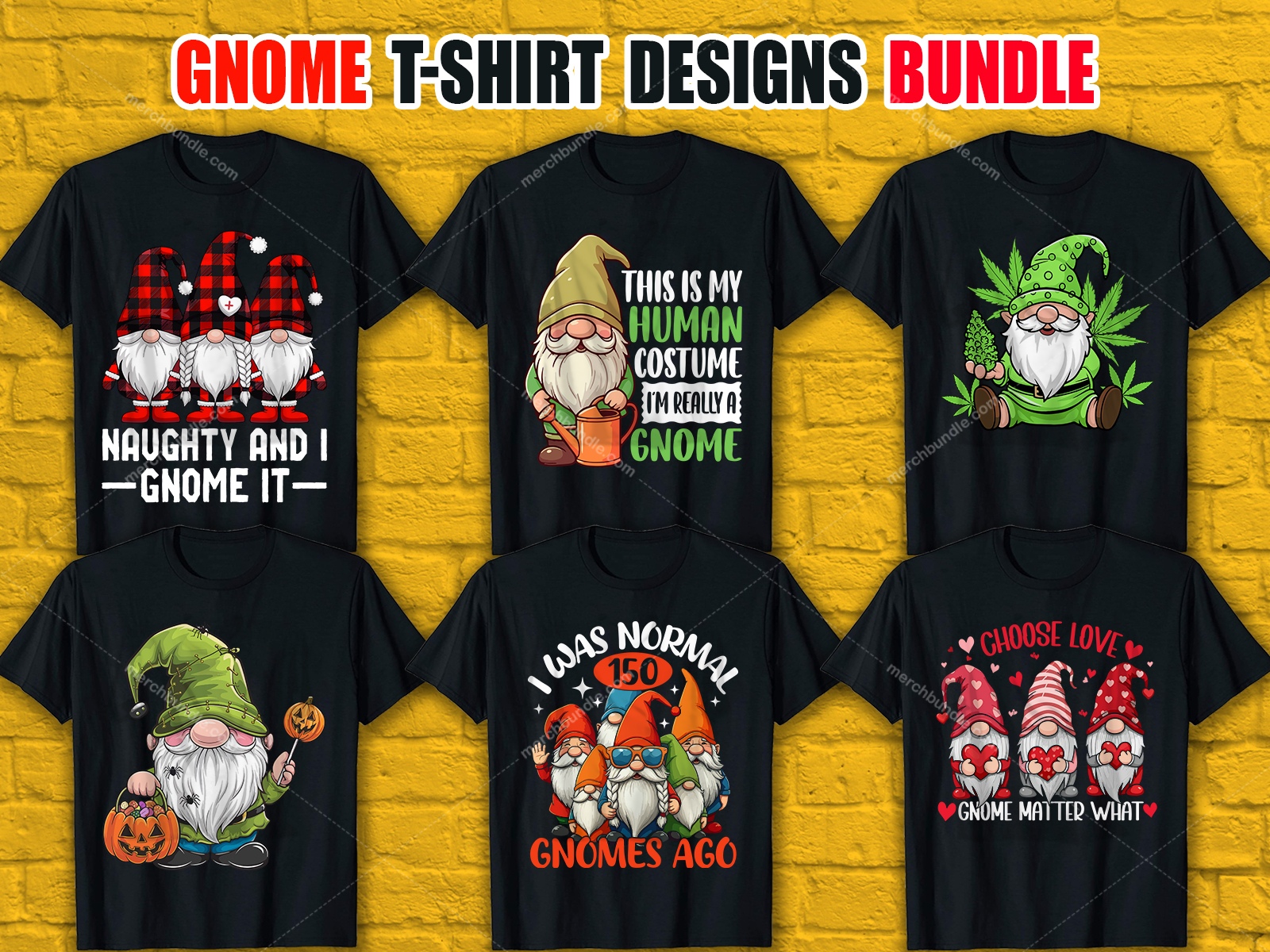 Gnome T-Shirt Designs Bundle V.1