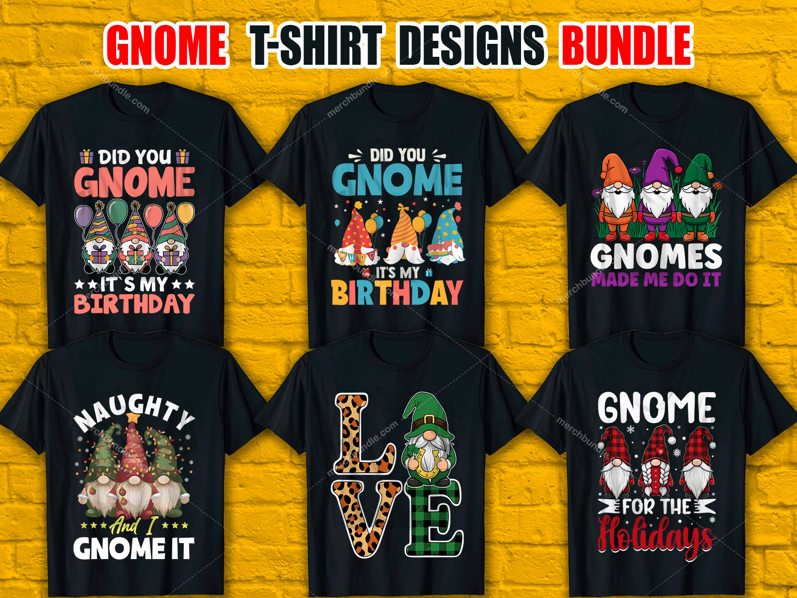 Gnome T-Shirt Designs Bundle V.1