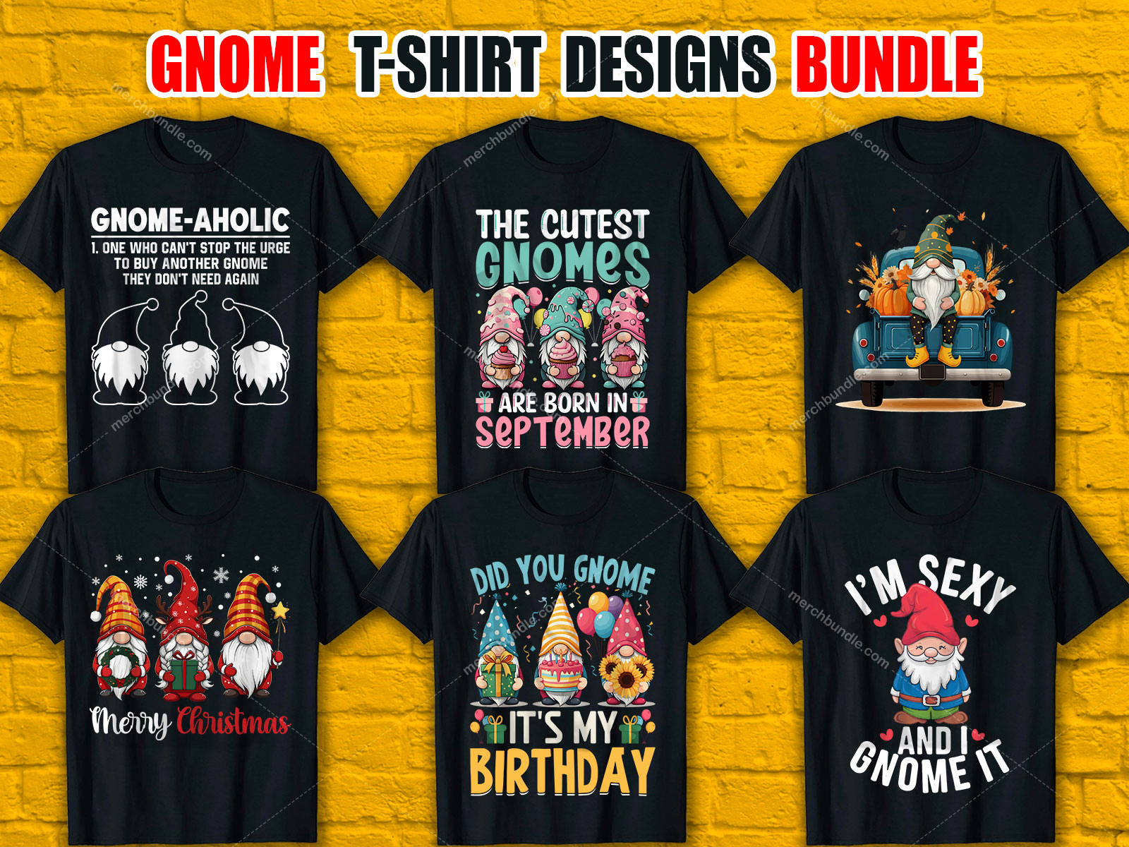 Gnome T-Shirt Designs Bundle V.1