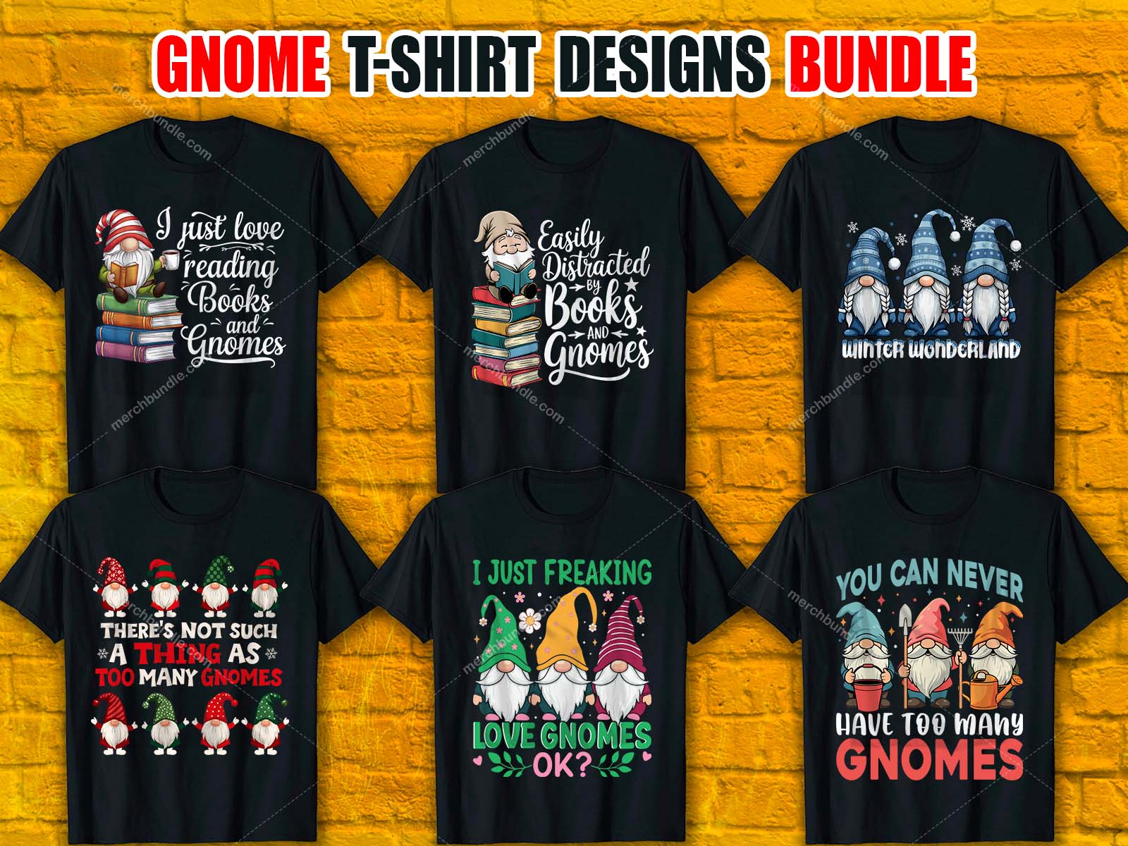 Gnome T-Shirt Designs Bundle V.1