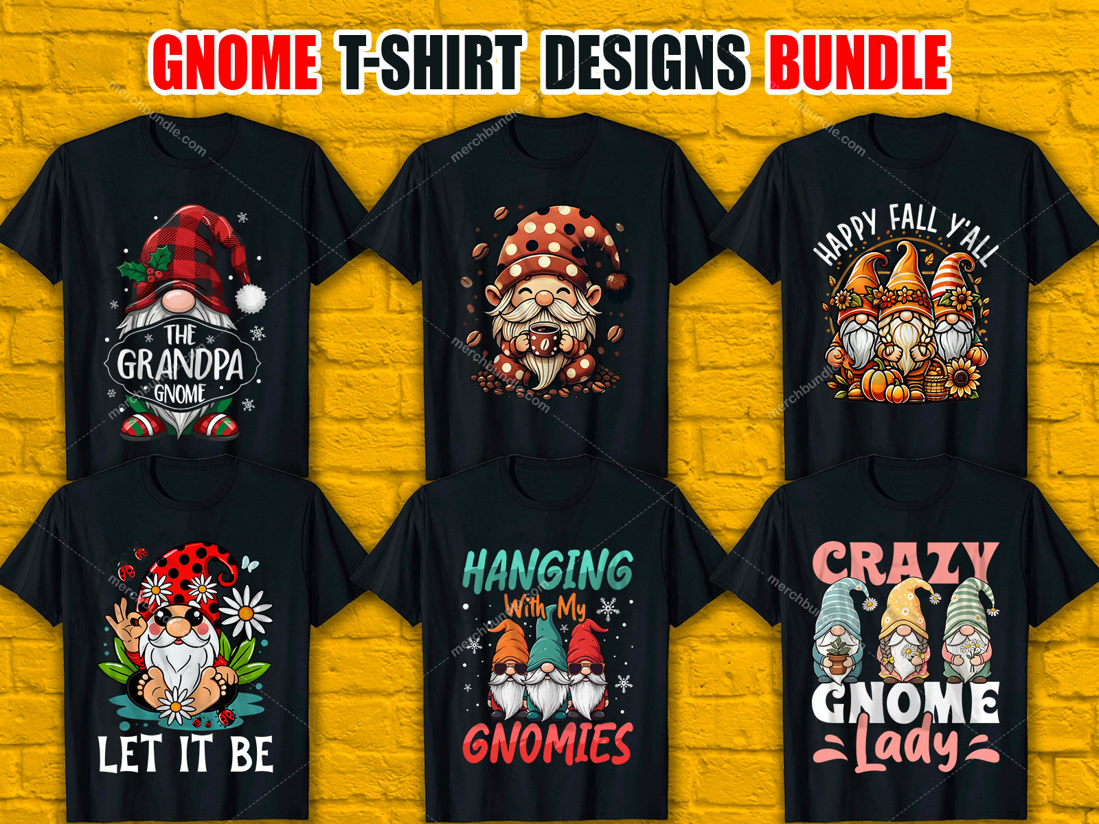 Gnome T-Shirt Designs Bundle V.1