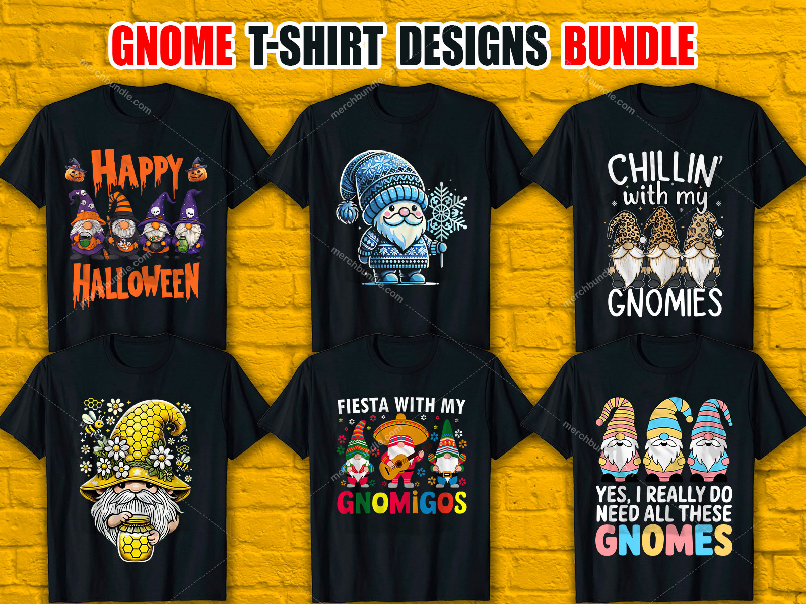 Gnome T-Shirt Designs Bundle V.1