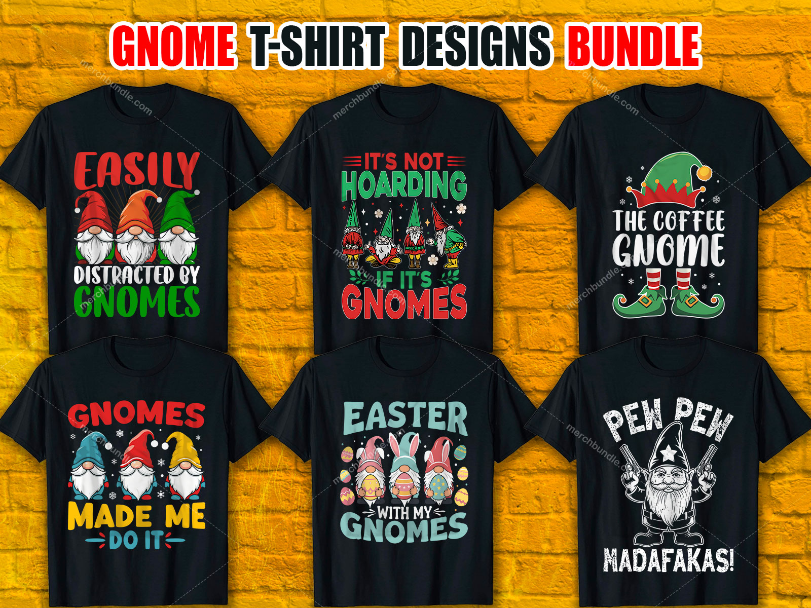 Gnome T-Shirt Designs Bundle V.1