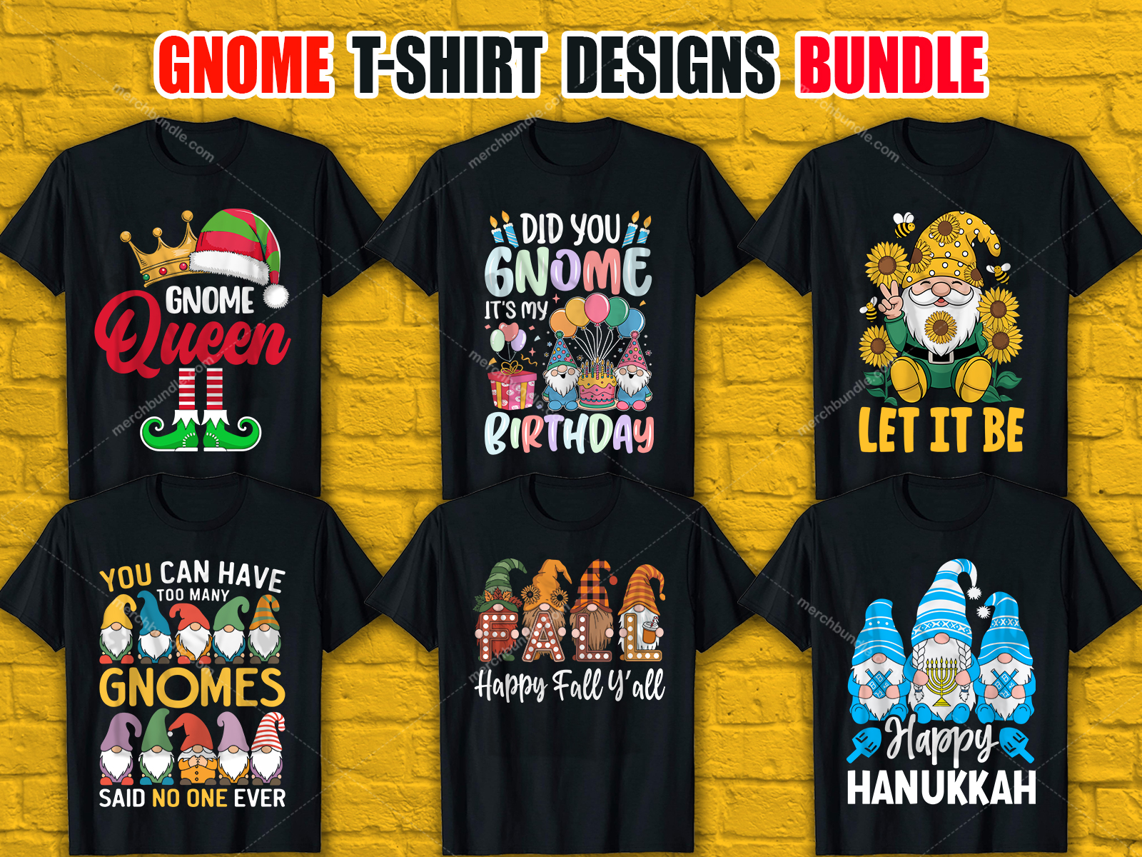 Gnome T-Shirt Designs Bundle V.1